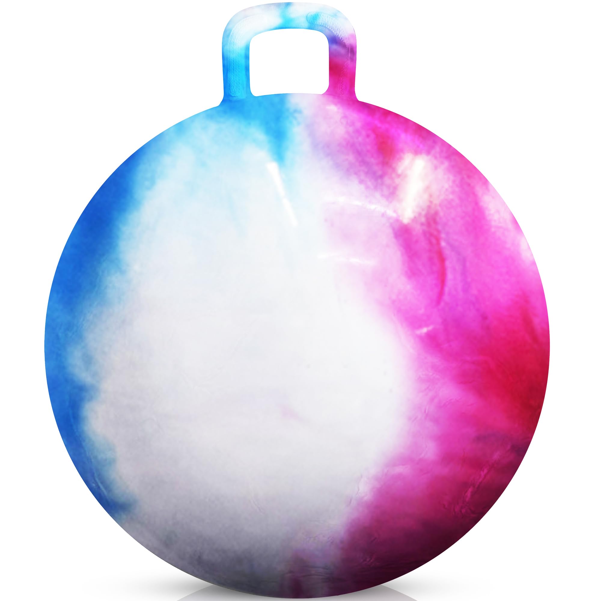 Bedwina Hopper Ball with Handle for Kids 20-inch (50cm) Bouncy Balls for Kids, Jumping Kangaroo Hippity Hop, Hopping Sit and Spin with Handle with Hand Pump, Marble Blue/Red/White