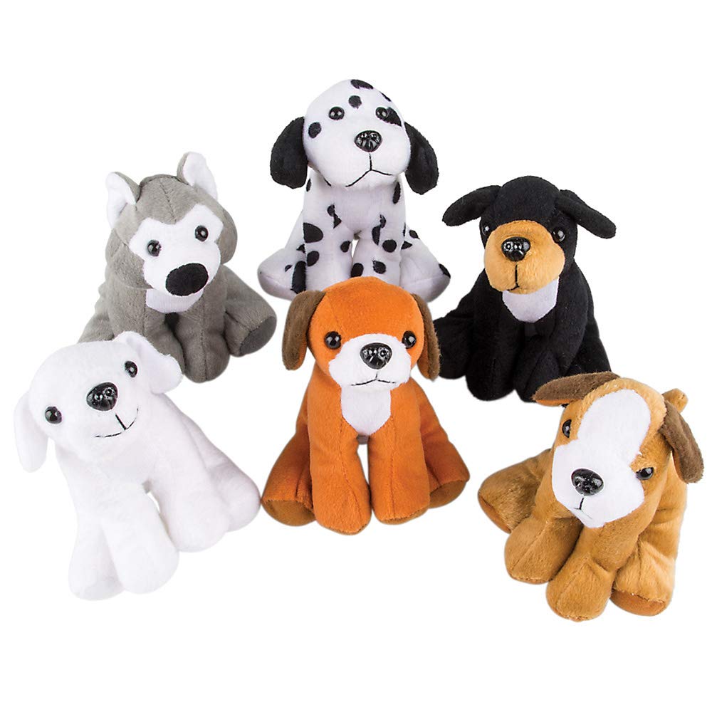 Bedwina Plush Puppy Dogs - (Pack of 6) 6 Inches Tall Stuffed Animals Bulk Assorted Puppies and Cute Stuffed Plushed Dog Puppies Assortment, Stocking Stuffers