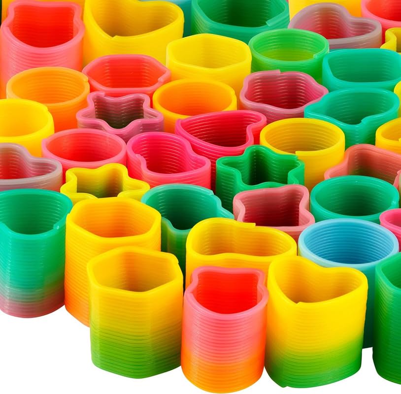 Bedwina Rainbow Spring Toy Assortment - (Pack of 250) Mini Plastic Coil Spring Toy - Bright Colors and Shapes, Goody Bag Filler, Party Prizes and Stocking Stuffers for Kids