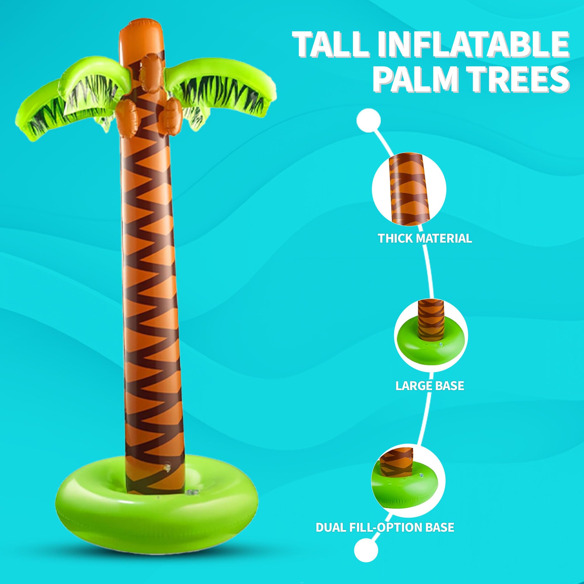 Inflatable Palm Tree with Hand Pump - Large 5.5 Ft Blow Up Palm Trees for Hawaiian Themed Tropical Birthday, Summer Beach Backyard Luau Pool Party Decoration or Photo Booth Prop Accessory