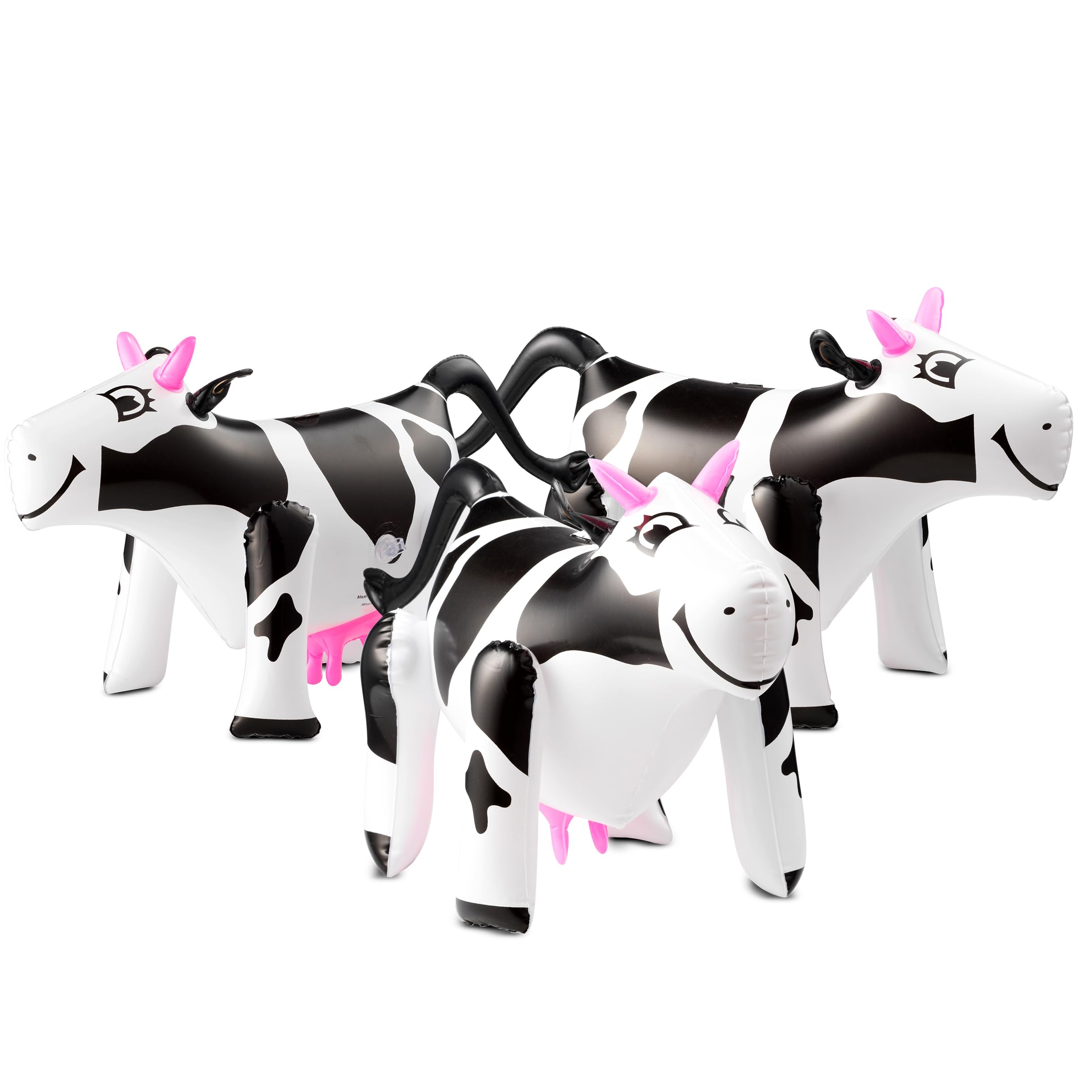 Inflatable Cows (Pack of 4) 17-Inch Cows, Fun Blow Up Animal Farm Party Decorations, Rodeo Decor, Pool Toy Floats for Kids Birthday Party Supplies by Bedwina