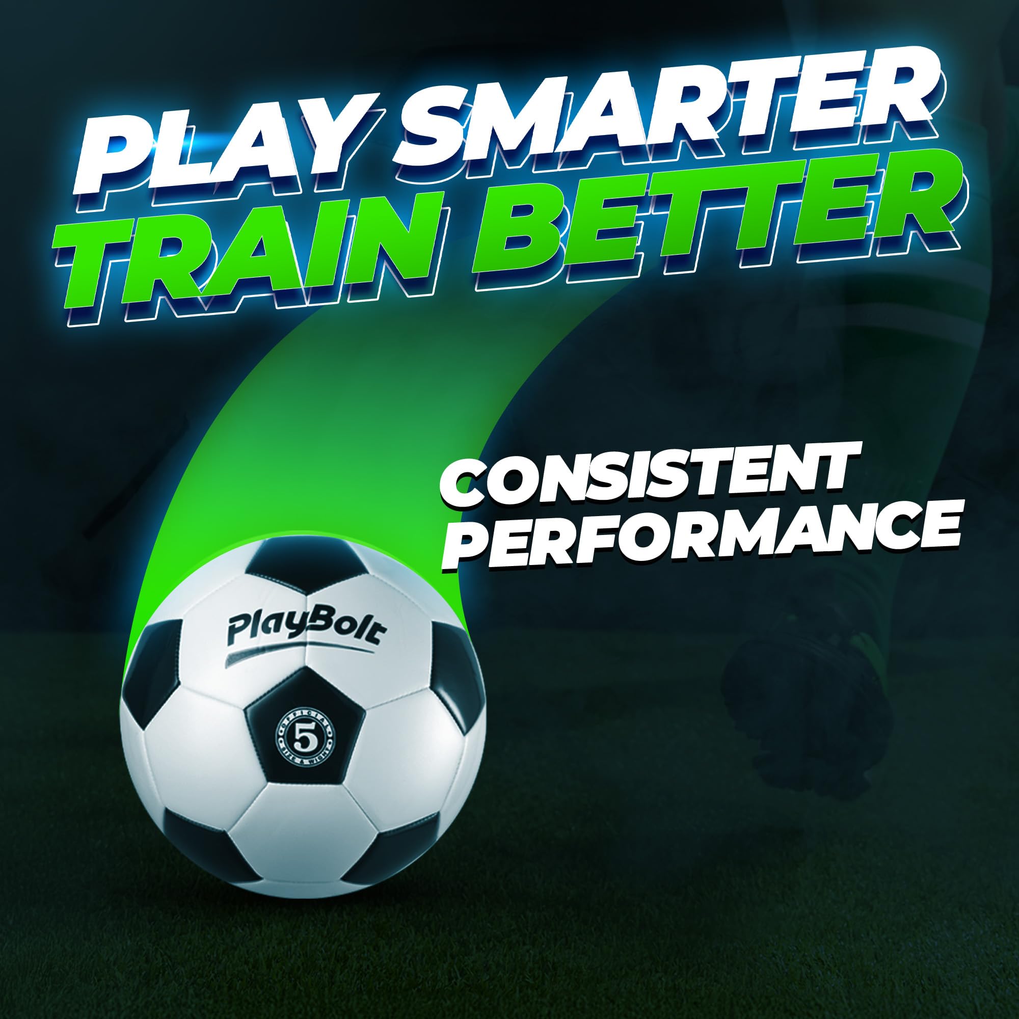 PlayBolt Soccer Ball Size 5 - Official Size Soccer Balls with Pump in Classic Black and White for Kids Youth & Adult Sports, Indoor & Outdoor (Pack of 1)