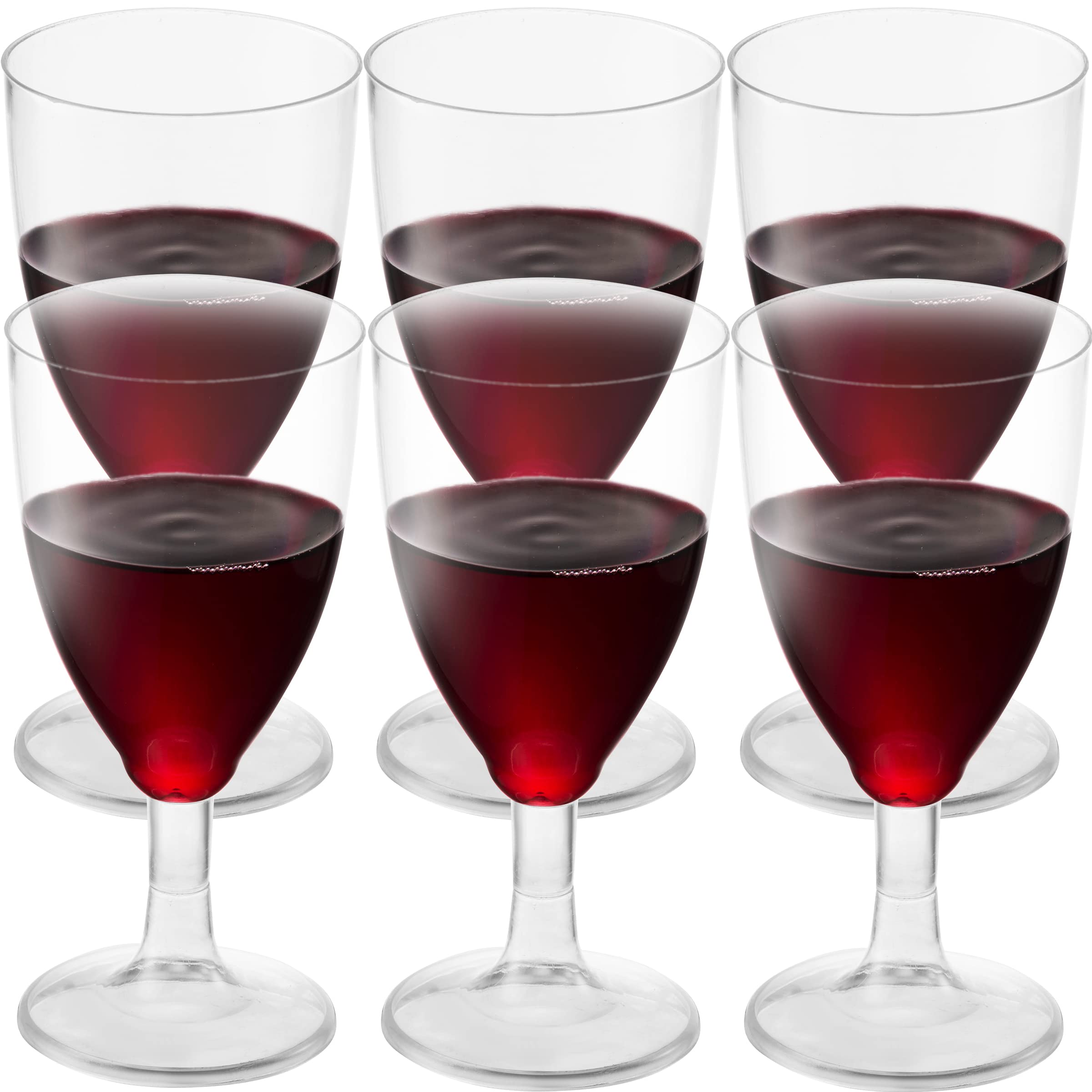 JoyServe Plastic Wine Glasses Disposable - 7 Oz Clear BPA-Free Plastic Wine Glasses with Stem, Reusable Party Wine Cups for Outdoor Parties, Weddings, Toasts, Drinks, Catering