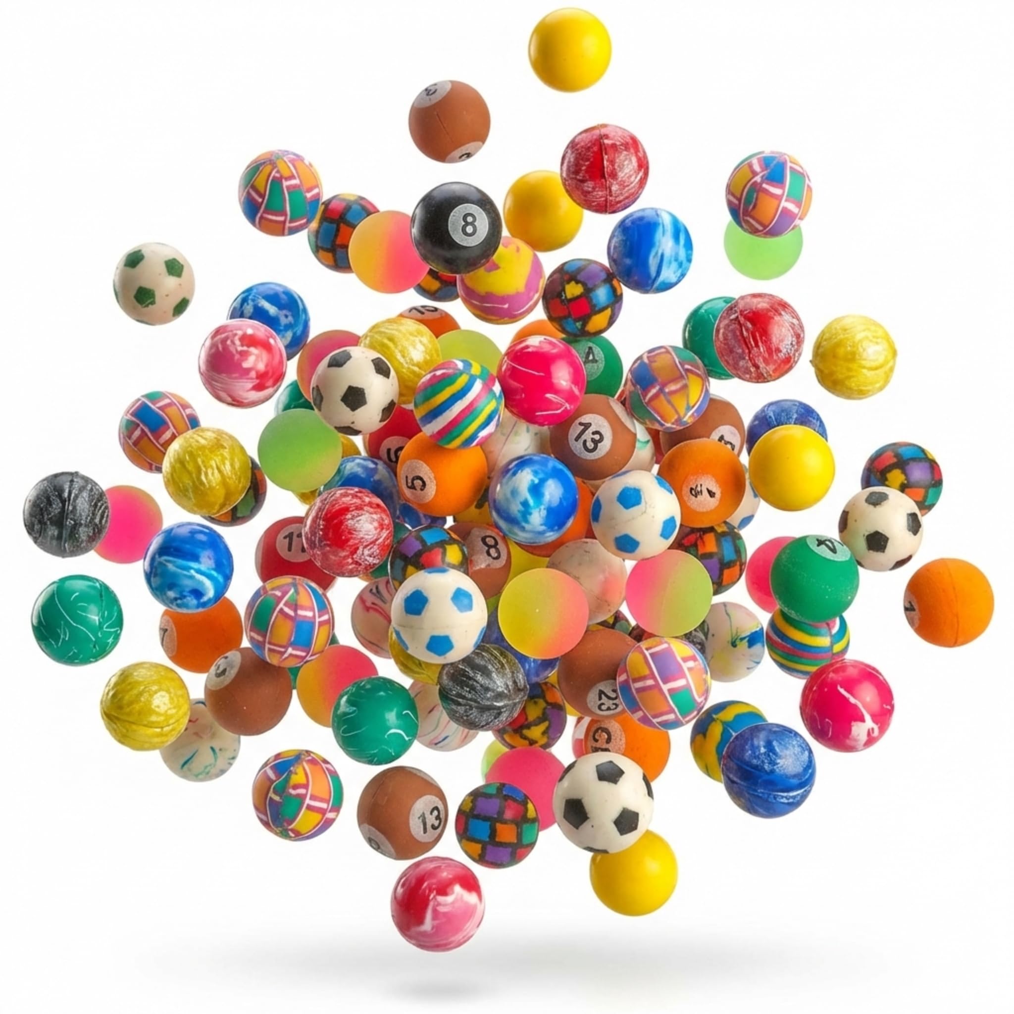 Bedwina 250-Pack Bouncy Balls in Bulk - (1inch/27mm) Hi Bounce Variety Assortment Mix, Colorful and Small Rubber Bouncing Balls, Party Favors for Kids, Treasure Box Prizes and Goodie Bags
