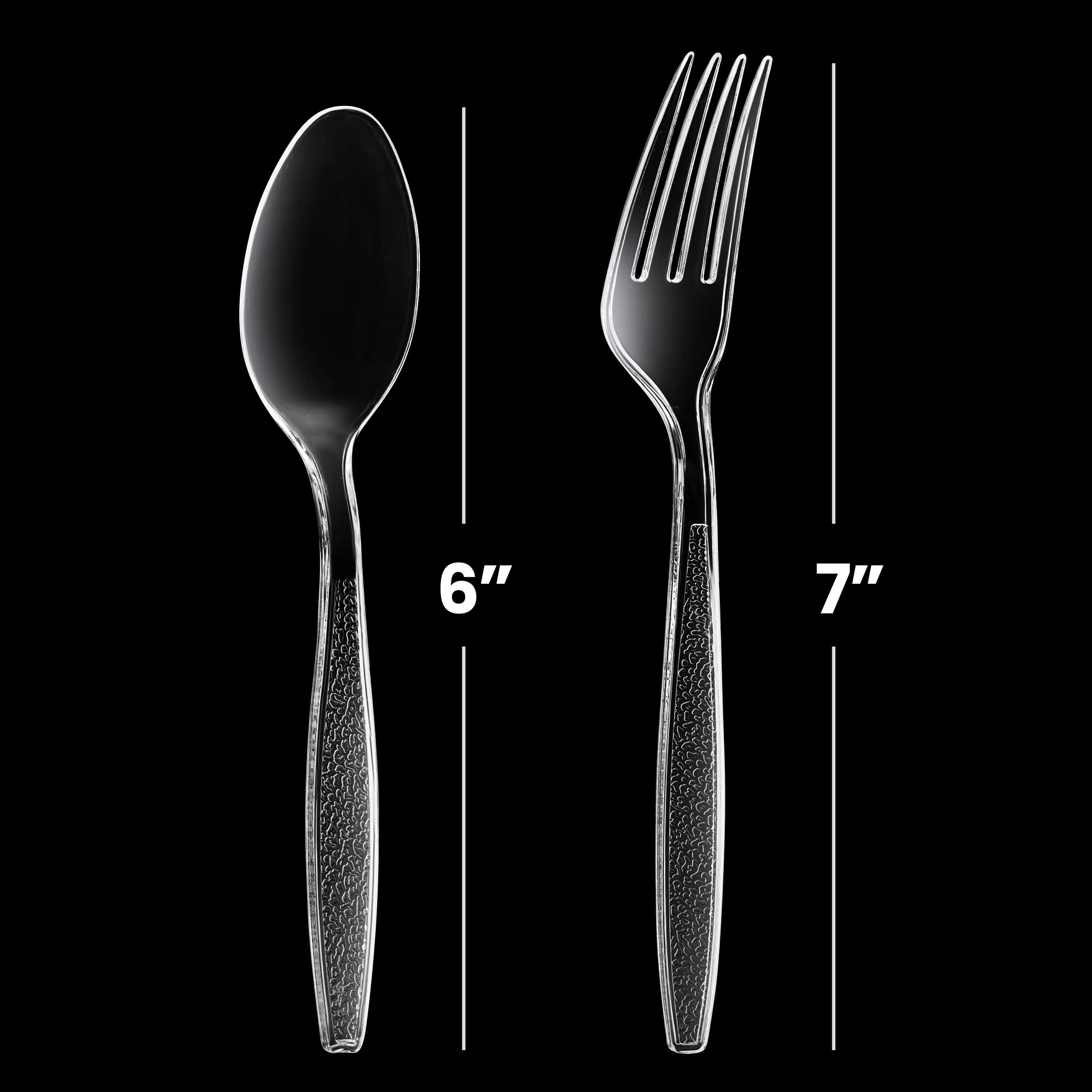 Clear Plastic Cutlery Set - Disposable Plastic Utensils Heavy Duty, Silverware Sets for Party Supplies, Dinners, Take-Out, Catering, Food Services
