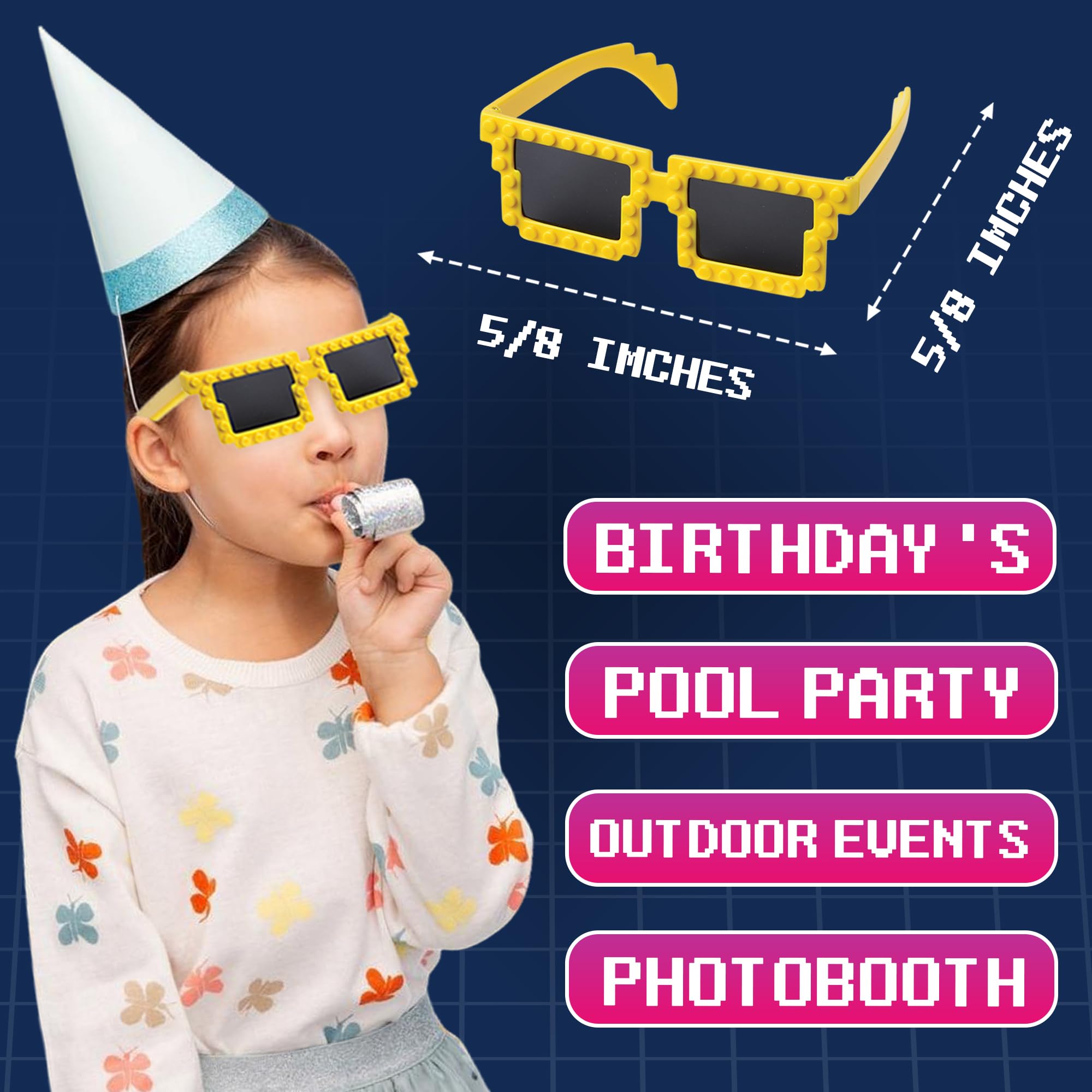 Building Blocks Glasses - Block Mania Building Block Glasses with Extra Bricks for Carnival Supplies