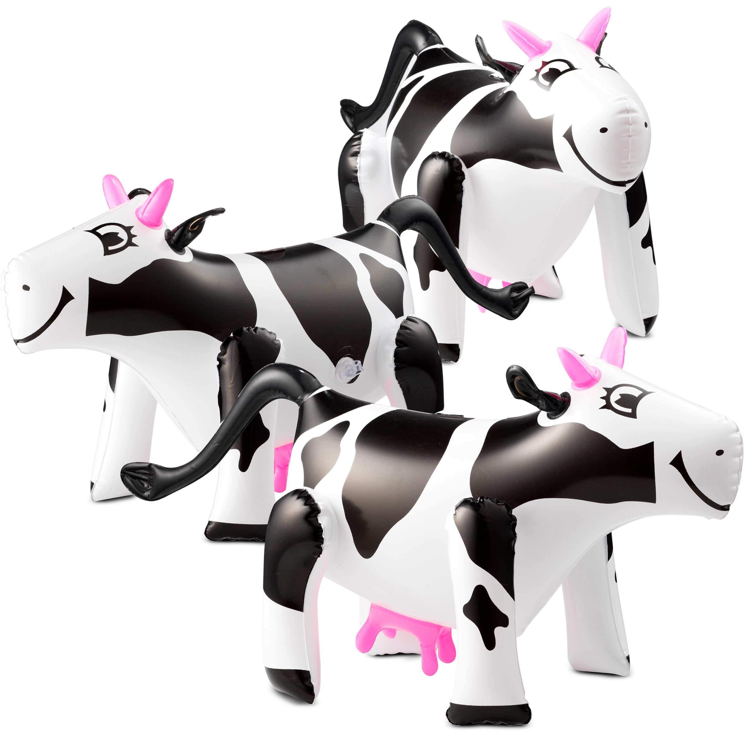 Inflatable Cows (Pack of 4) 17-Inch Cows, Fun Blow Up Animal Farm Party Decorations, Rodeo Decor, Pool Toy Floats for Kids Birthday Party Supplies by Bedwina