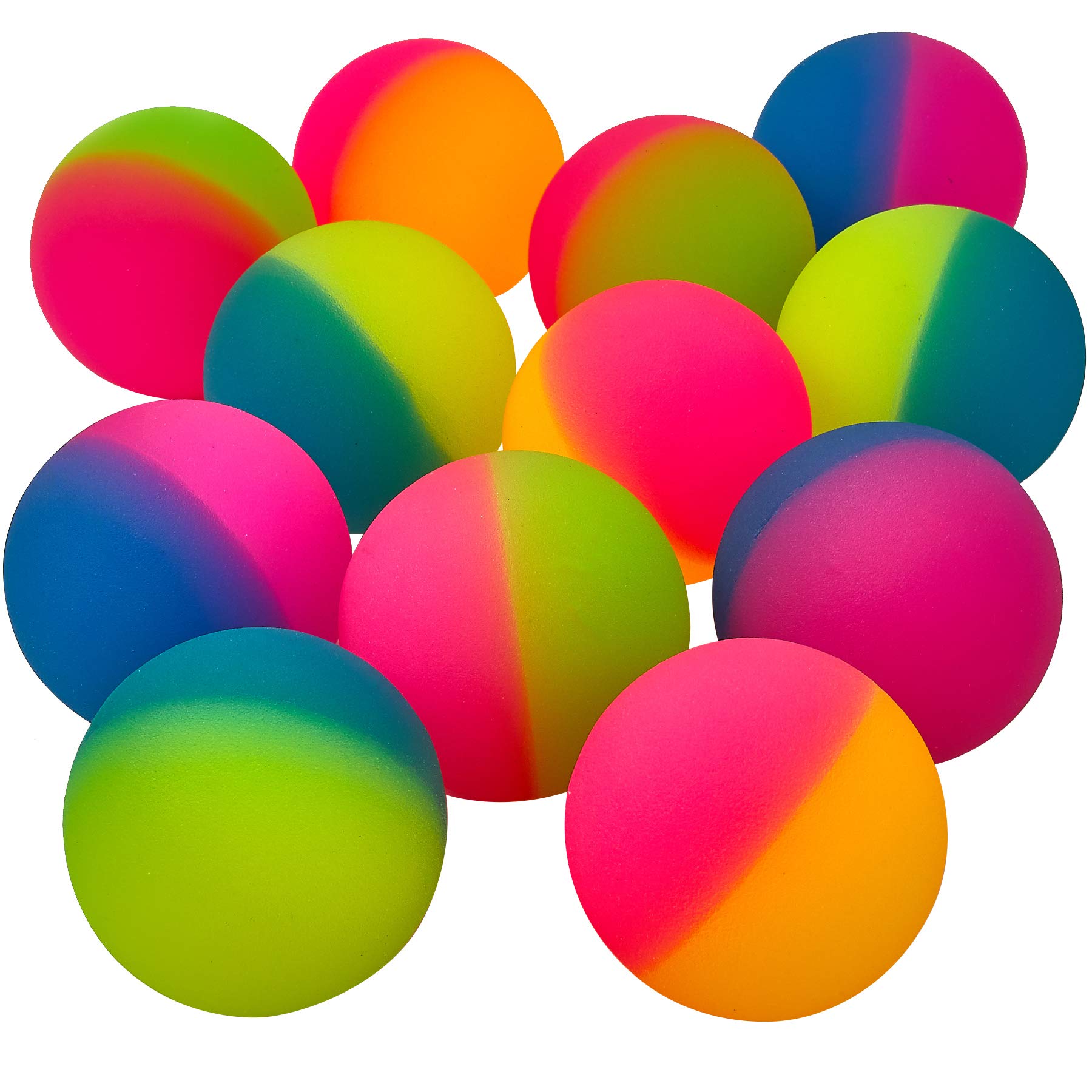 Bedwina Jumbo Super Bouncy Balls - (Pack of 12) 2.35 Inch Balls for Kids in Bright Assorted Multi Colors for Birthday Party Favors and Carnival Prizes in Bulk