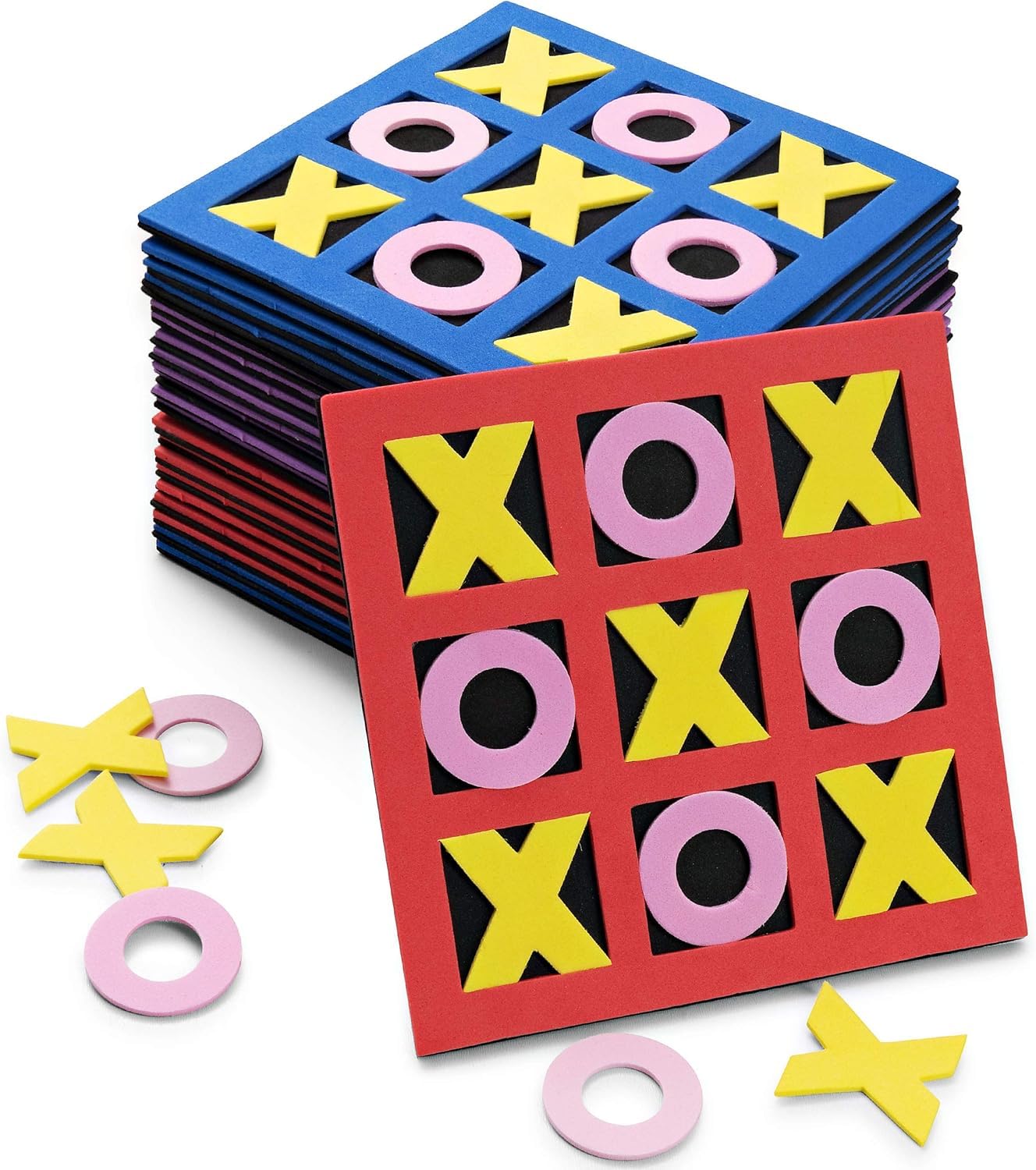 Tic Tac Toe Boards - 5"x5" Foam Tic-Tac-Toe Mini Board Game Toys for Kids, Birthday Party Favors, Goody Bag Stuffers, Classroom Prizes & Occupational Therapy
