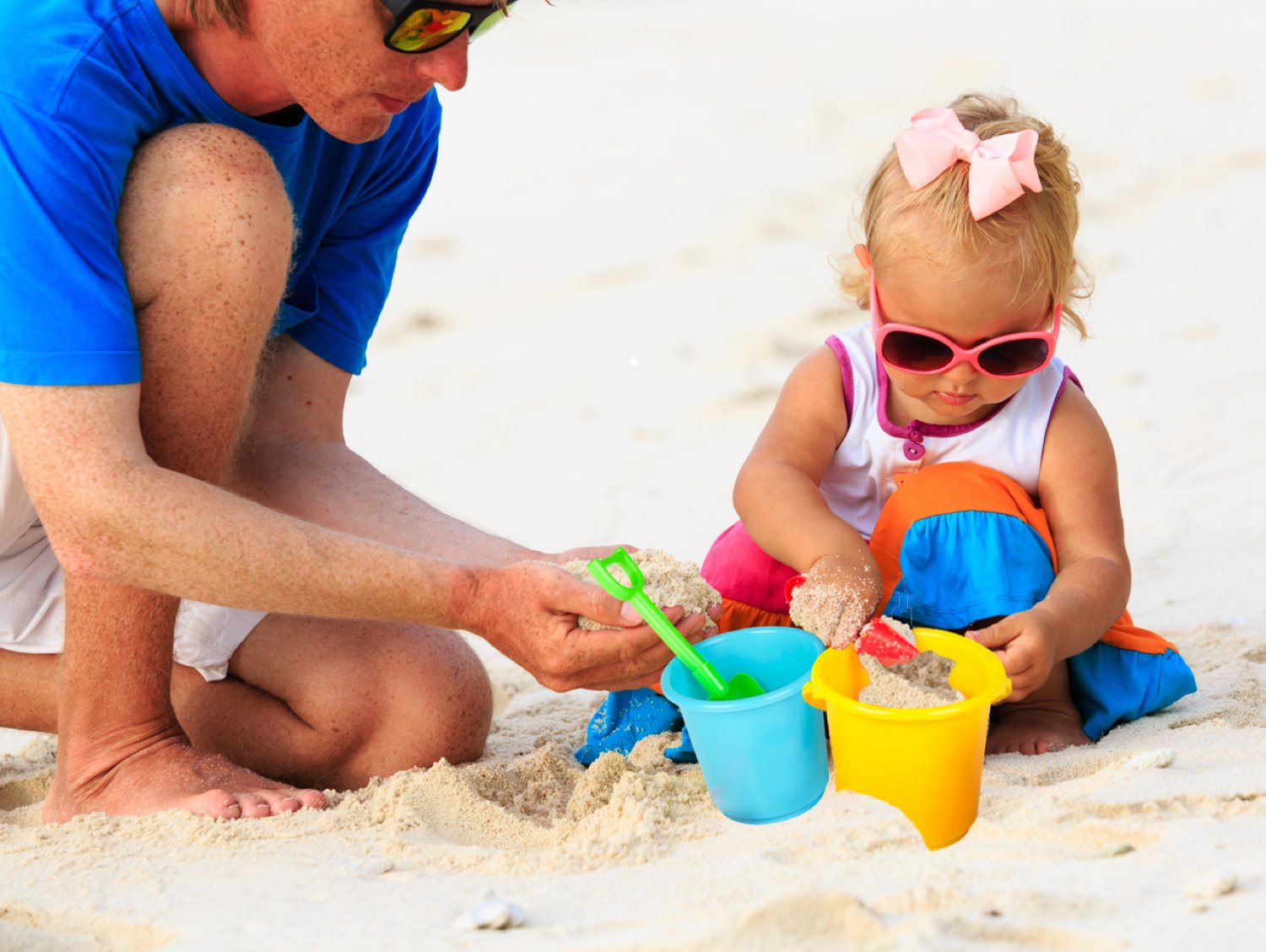 Bedwina Mini Beach Bucket and Shovel Set - (Pack of 12) 3-1/4" Mini Bucket Party Favor Sand Box Play Set and Beach Sand Pail Includes, Shovel, Rake, Scoop Beach Sand Toy for Birthday or Mermaid Theme