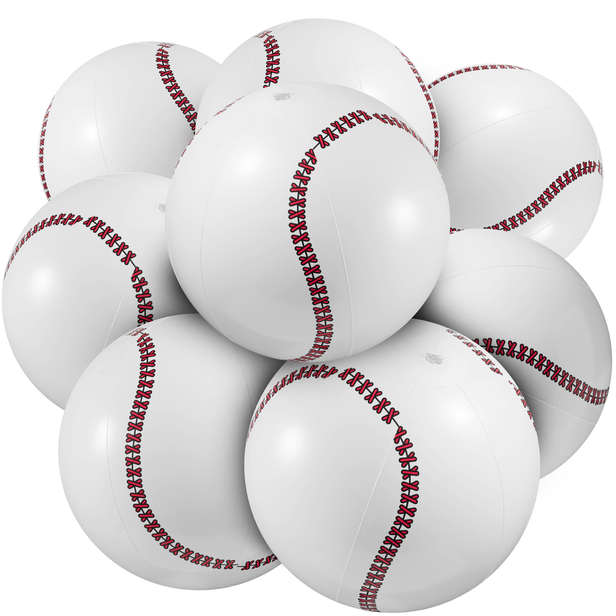 Bedwina Inflatable Baseball (Pack of 12) 16-inch, Baseball Beach Balls for Themed Party Decorations & Birthday Decor - Pool Ball Toys Party Favors & Goodie Bags Favors for Kids, Boys and Girls