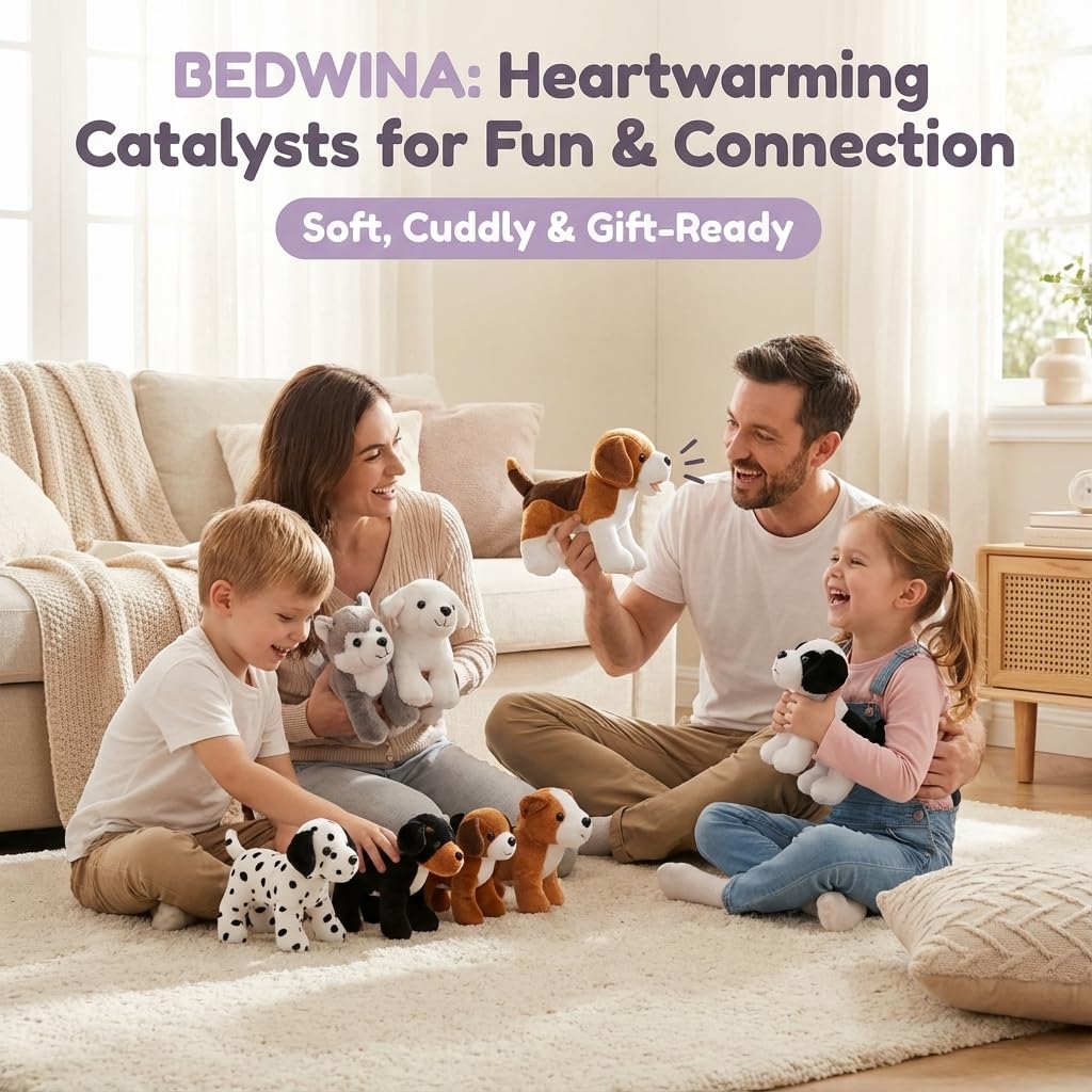 Bedwina Plush Puppy Dogs - (Pack of 36) 6 Inches Tall Stuffed Animals Bulk Assorted Puppies and Cute Stuffed Plushed Dog Puppies Assortment, Stocking Stuffers