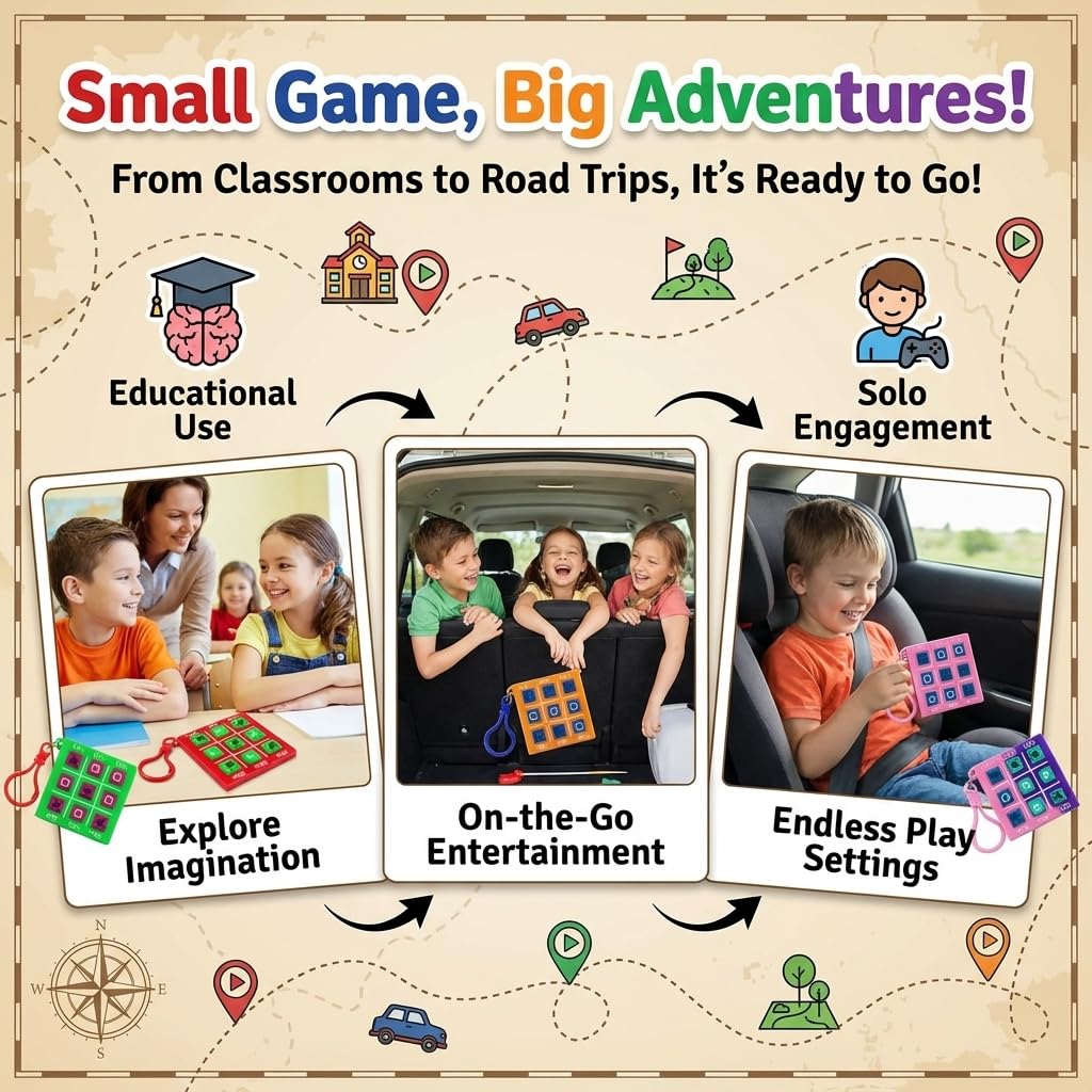24 Mini Tic Tac Toe Games - Party Favors for Kids 3-5 and Up - 2-Inch Travel Size - Tic-Tac-Toe Keychain Game for Boys & Girls - Goody Bag Stuffers, Classroom Prizes, Valentine's Day, Birthday Gifts