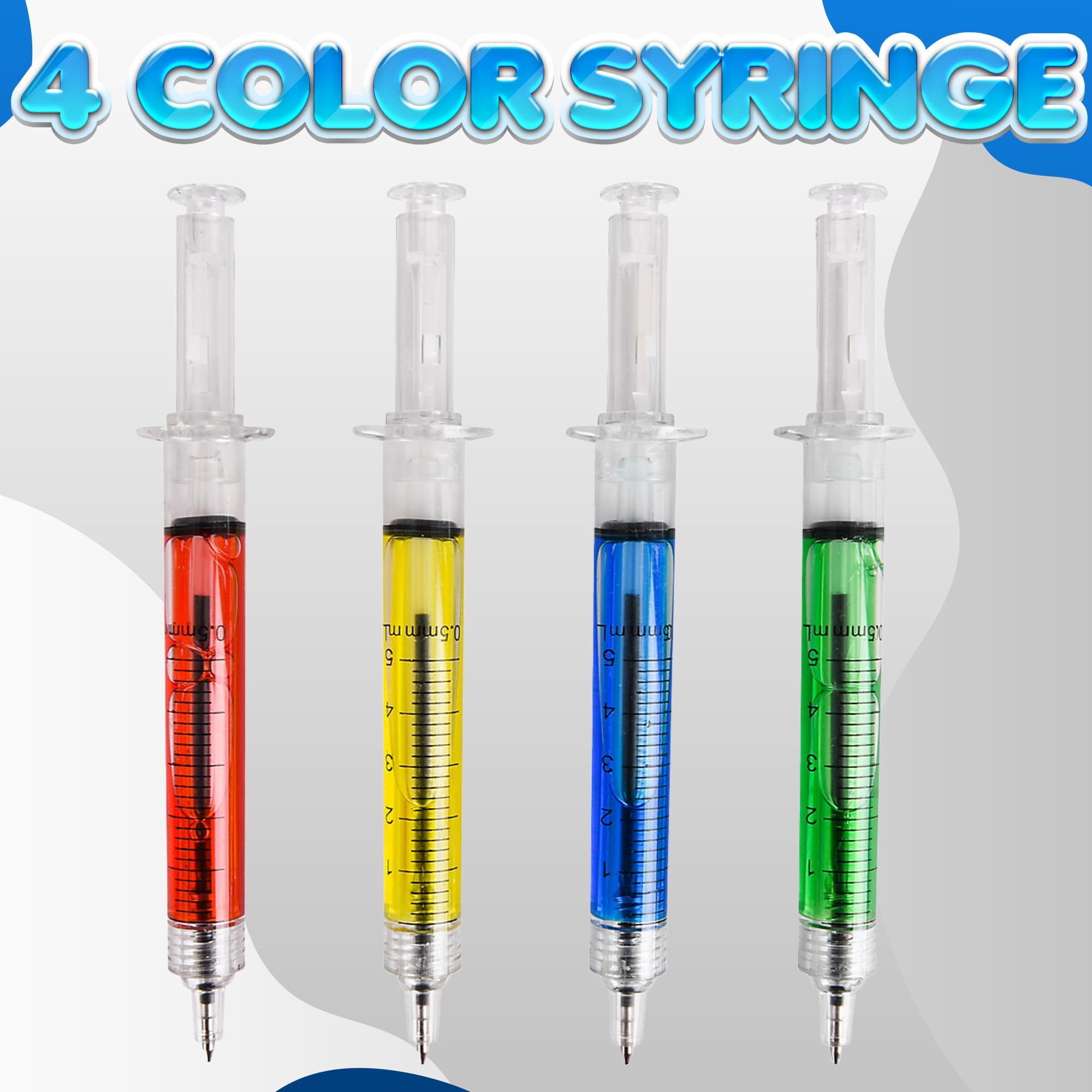 Bedwina Syringe Pens - (Bulk Pack of 120) Retractable Fun Multi Color Novelty Pen for Nurses, Nursing Student School Supplies, Birthdays, Stocking Stuffers and Toy Party Favor Gifts