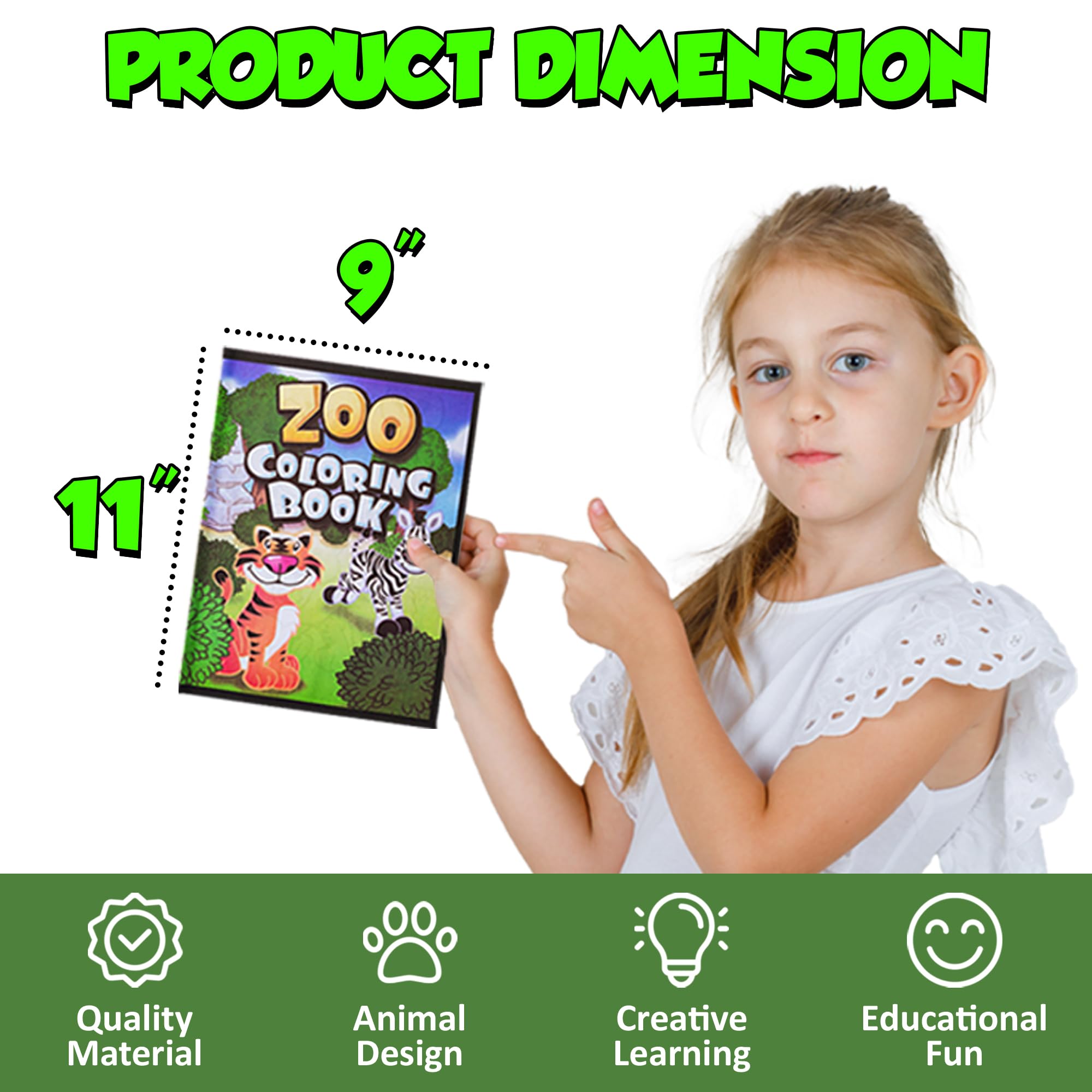 72Pcs Zoo Animal Coloring Books Bulk for Kids - 9"x11" Animal Party Favors with Jungle Safari Animals and Activity Sheets for Goodie Bags, Classrooms and Themed Birthday Supplies (Pack of 72)