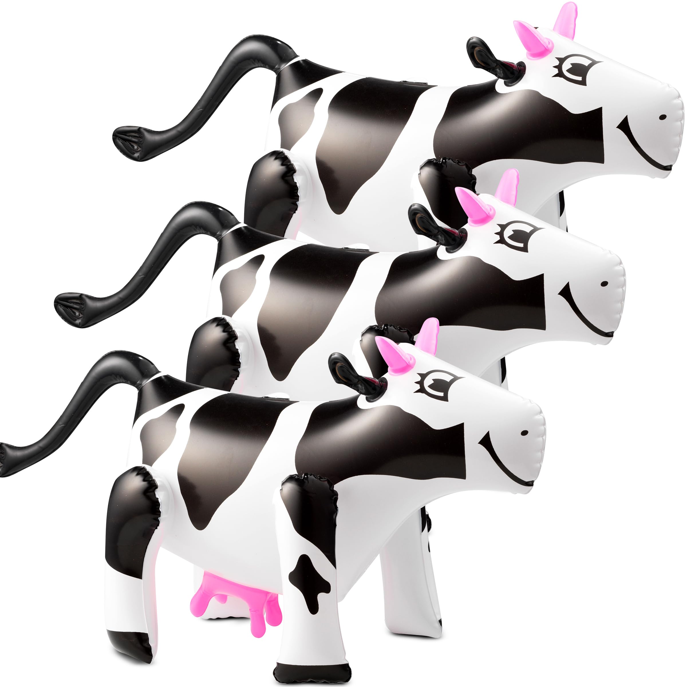 Inflatable Cows (Pack of 4) 17-Inch Cows, Fun Blow Up Animal Farm Party Decorations, Rodeo Decor, Pool Toy Floats for Kids Birthday Party Supplies by Bedwina
