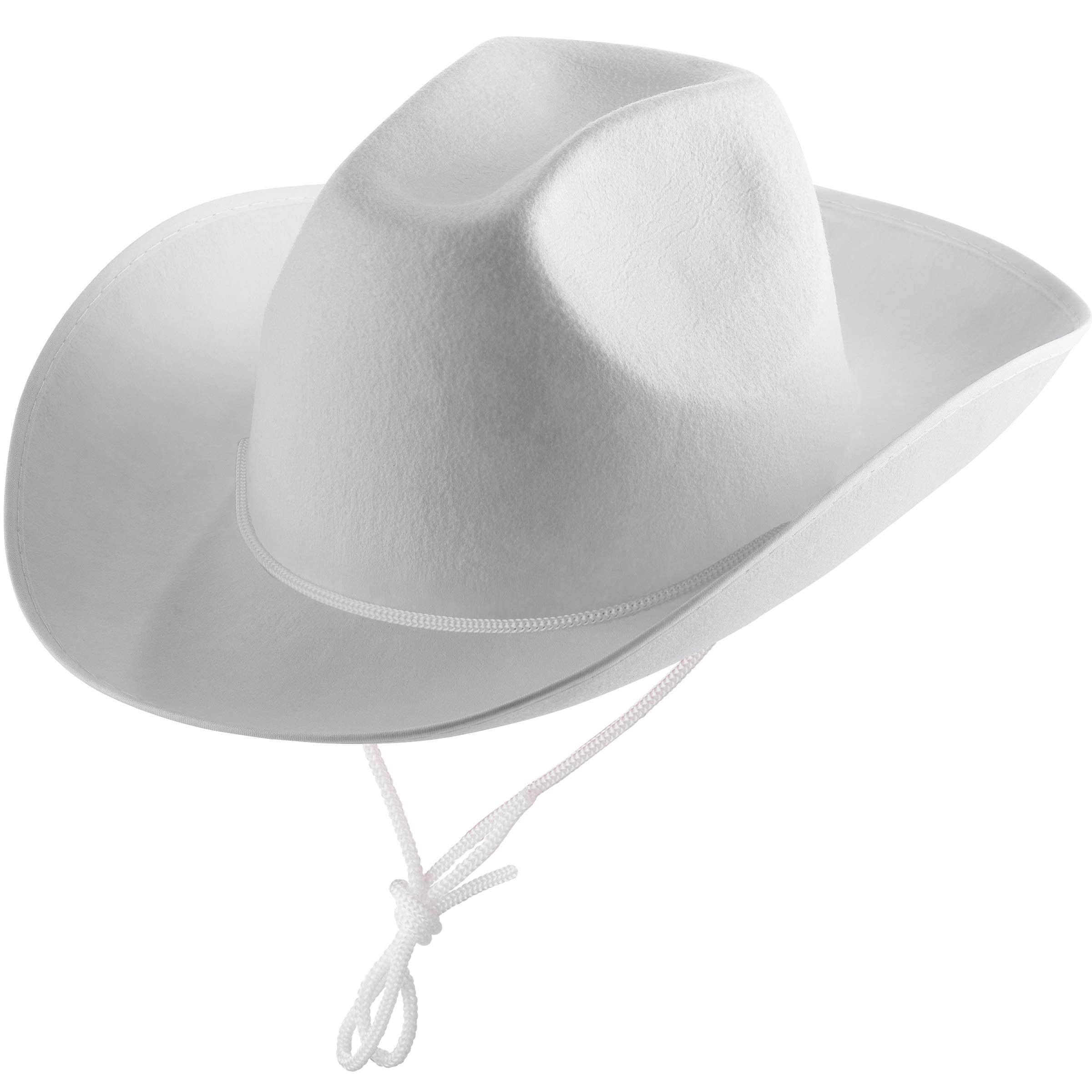 Bedwina White Cowboy Hats for Adults & Teens - (2 Pack) Felt Western Cowgirl & Cowboy Hats with Adjustable Chin Strap - Costume Accessory for Dress-Up, Rodeo, Party, Play, Festivals, Girls & Boys