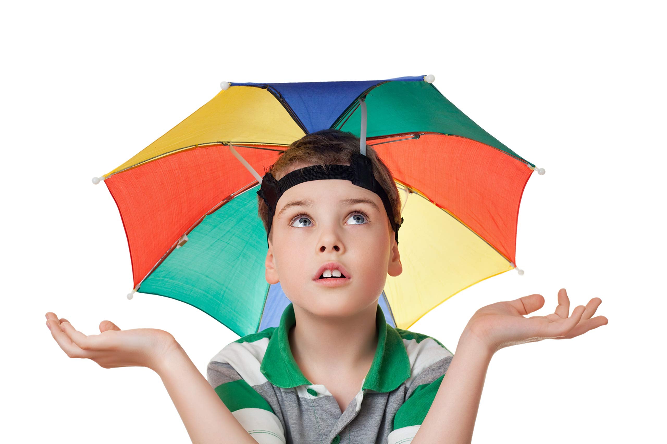 Bedwina Umbrella Hat Pack of 2 - Colorful Party Hats - 20 Inch, Hands Free, Funny Rainbow Colorful Beach Party Hats, Adjustable Size Fits All Ages, Kids, Men & Women