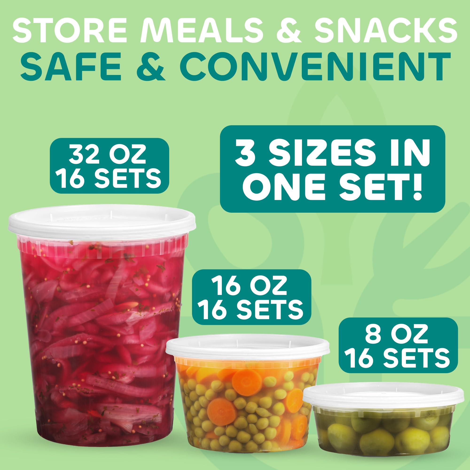 JoyServe Deli Food Containers with Lids - Variety Pack Sets 3 Sizes - 8 Oz-Cup / 16 Oz-Pint / 32 Oz-Quart Sizes Food Storage Takeout Meal Prep Storage, BPA-Free, Dishwasher, Microwave Safe