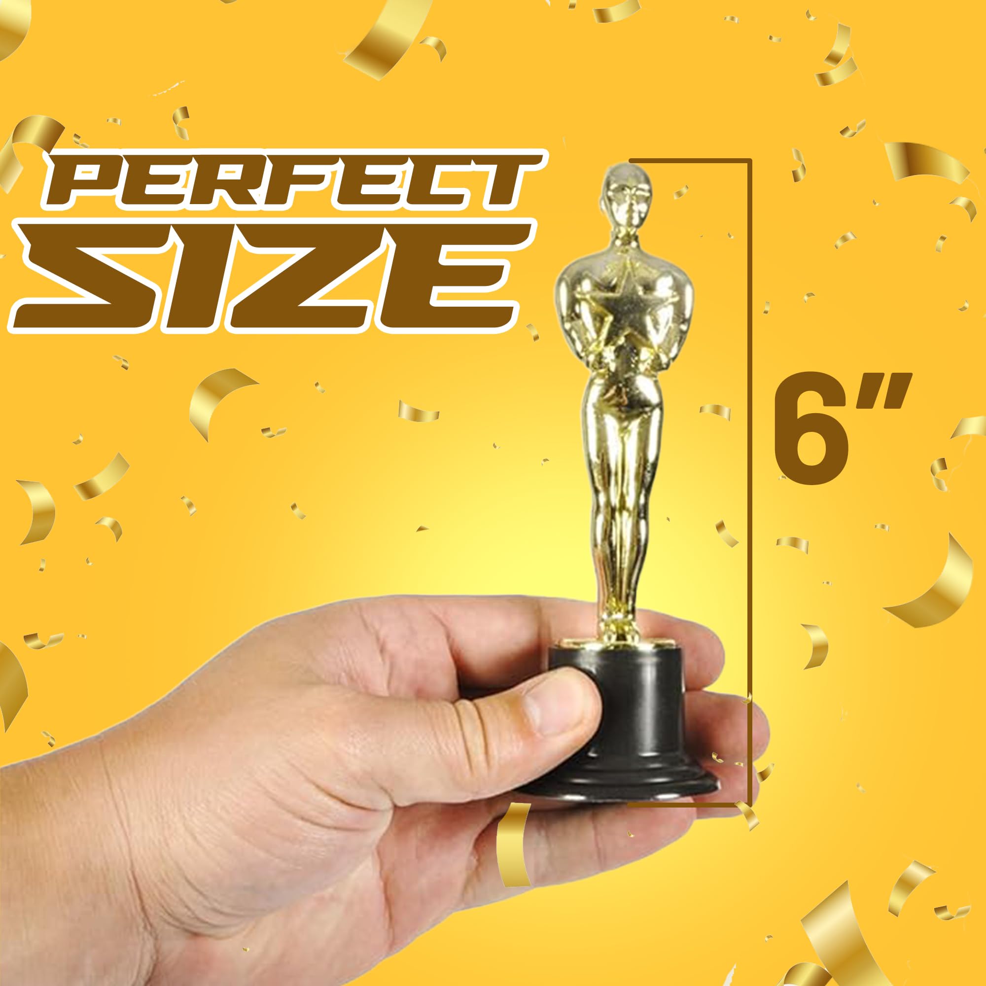 Bedwina 6" Gold Trophy Award Trophies - Bulk Trophies Golden Statues Trophy Award, Party Decorations and for Winners Or Appreciation Gifts Prizes for Adults & Kids