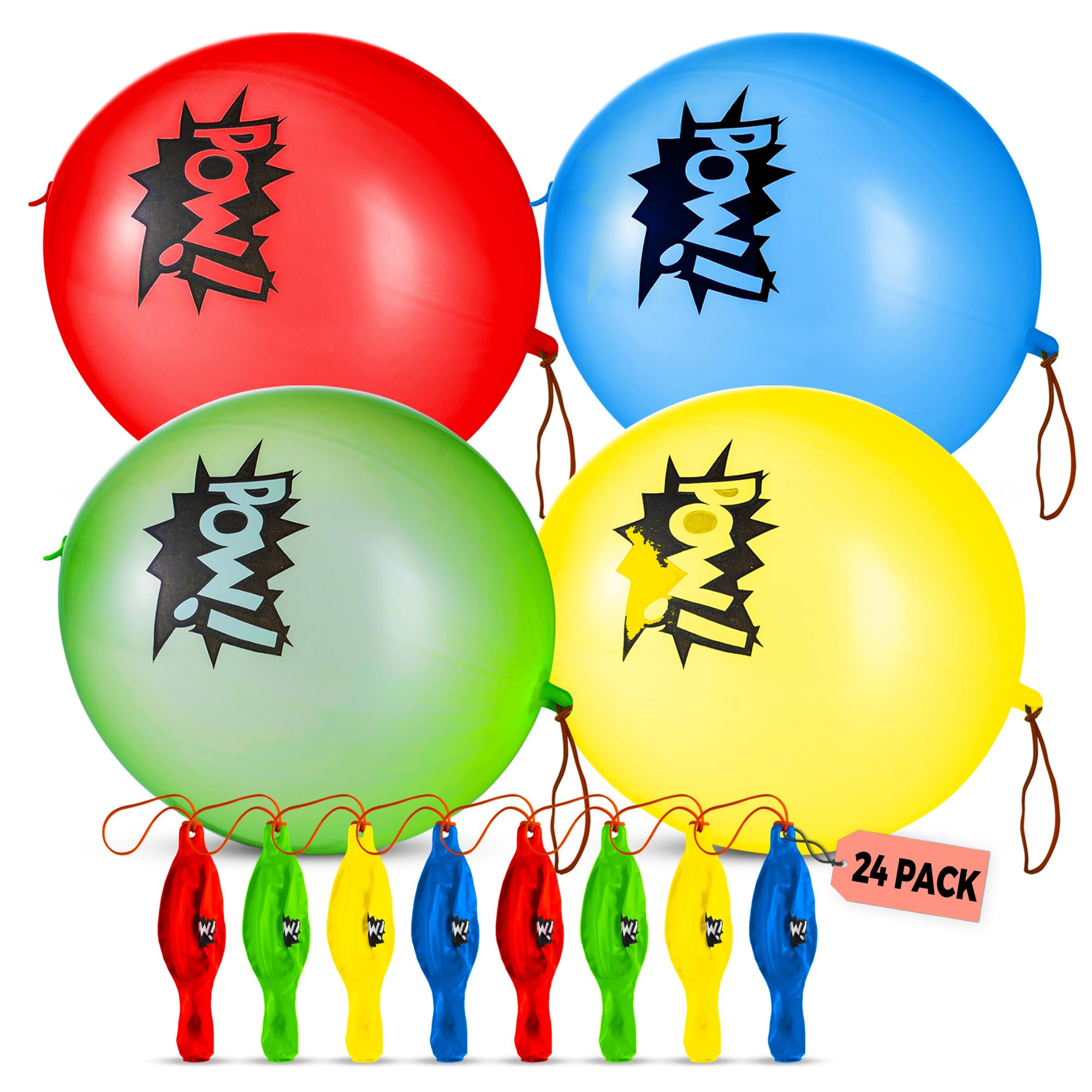 Superhero Punch Balloons - Pack of 24 Bulk, Large Punching Balloons for Kids, Inflatable Punch Balls for Carnival Prizes, Goodie Bag Stuffers for Kids, Superhero Theme Birthday Party Favors Toys