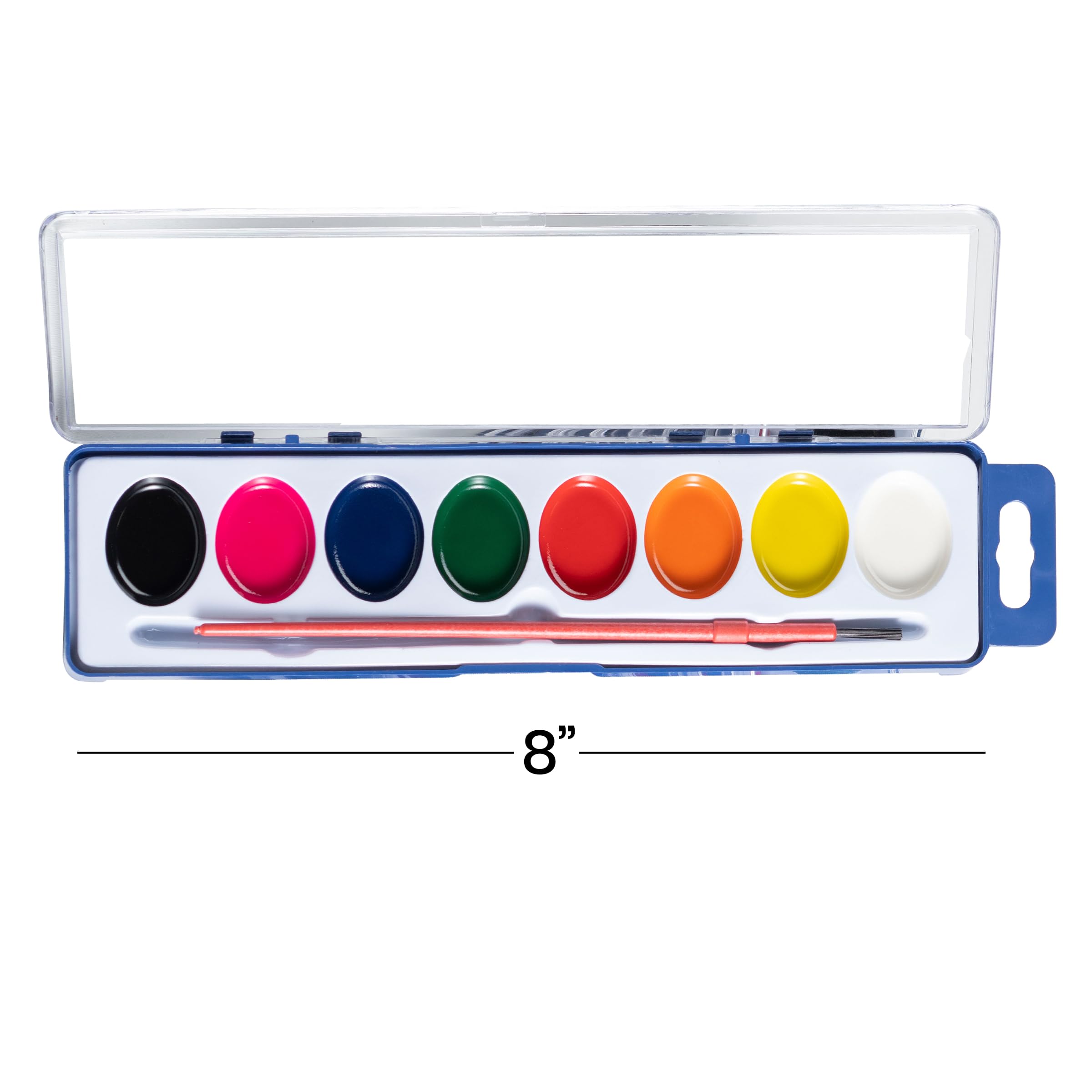 Bedwina Watercolor Paint Set- Bulk of 60 Sets - 8 Water Color Washable Paints, Palette Tray and Painting Brush, for Art Schools and Paint Party Supplies