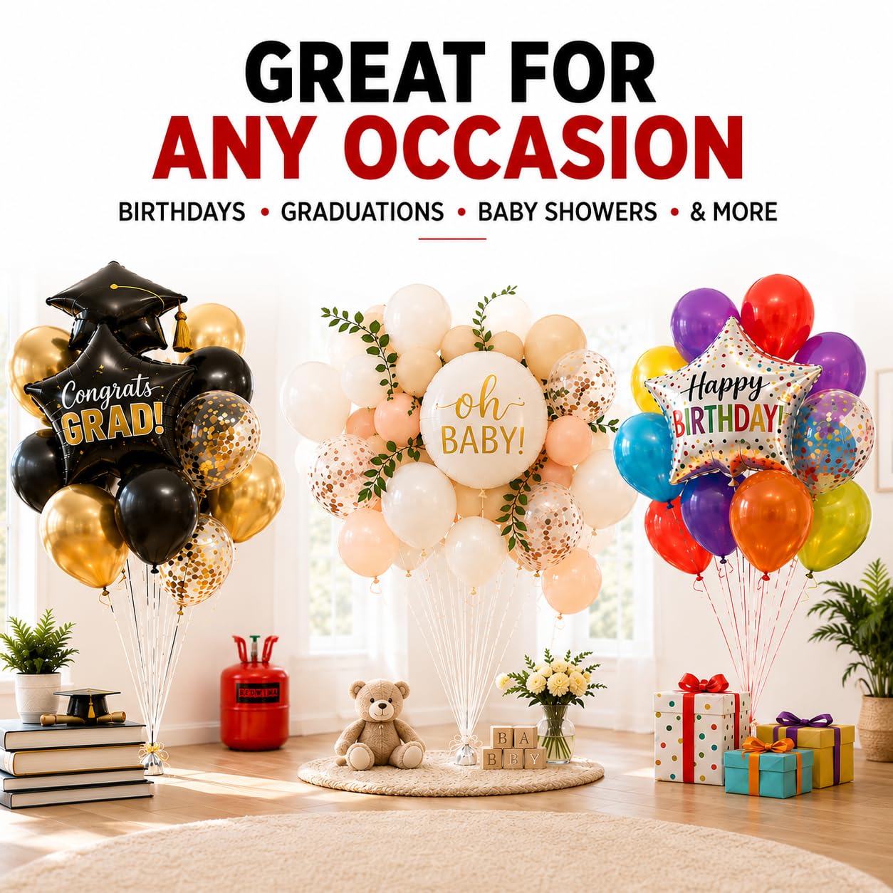 Bedwina Helium Tank for Balloons at Home 2 Pack, Inflate up to 100 Balloons - image 7