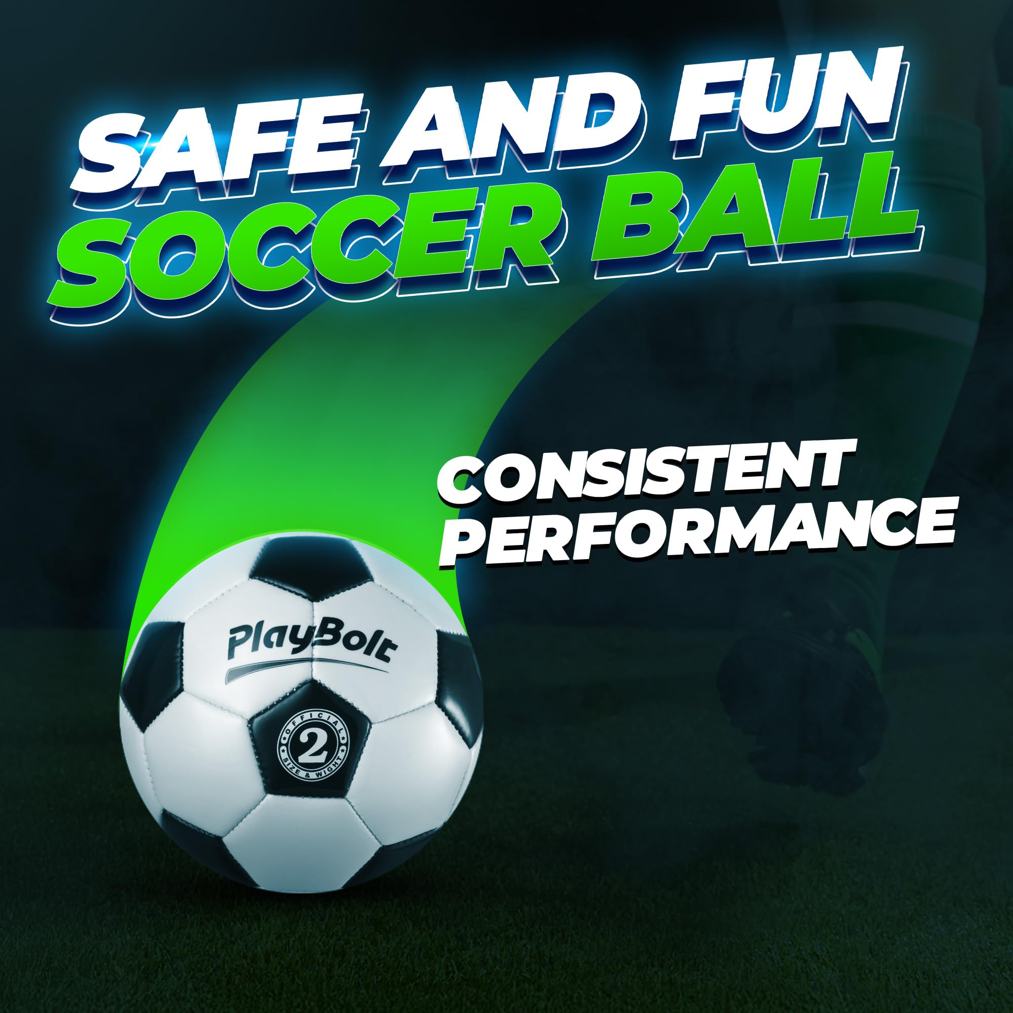 PlayBolt Soccer Ball Size 2 - Official Size Soccer Balls with Pump in Classic Black and White for Kids Youth & Adult Sports, Indoor & Outdoor (Pack of 1)