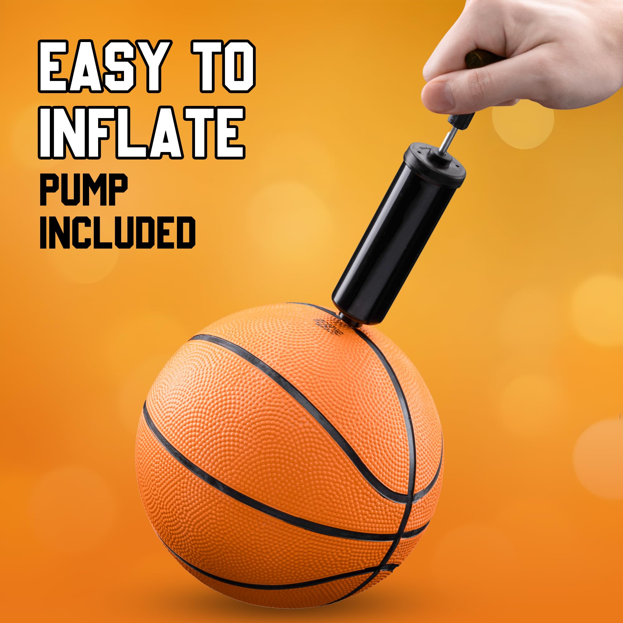 Bedwina Mini Basketball - 7 Inch, Size 3 - Mini Hoop Outdoor & Indoor Set, Perfect for Pool Parties & Kids Arcade Games