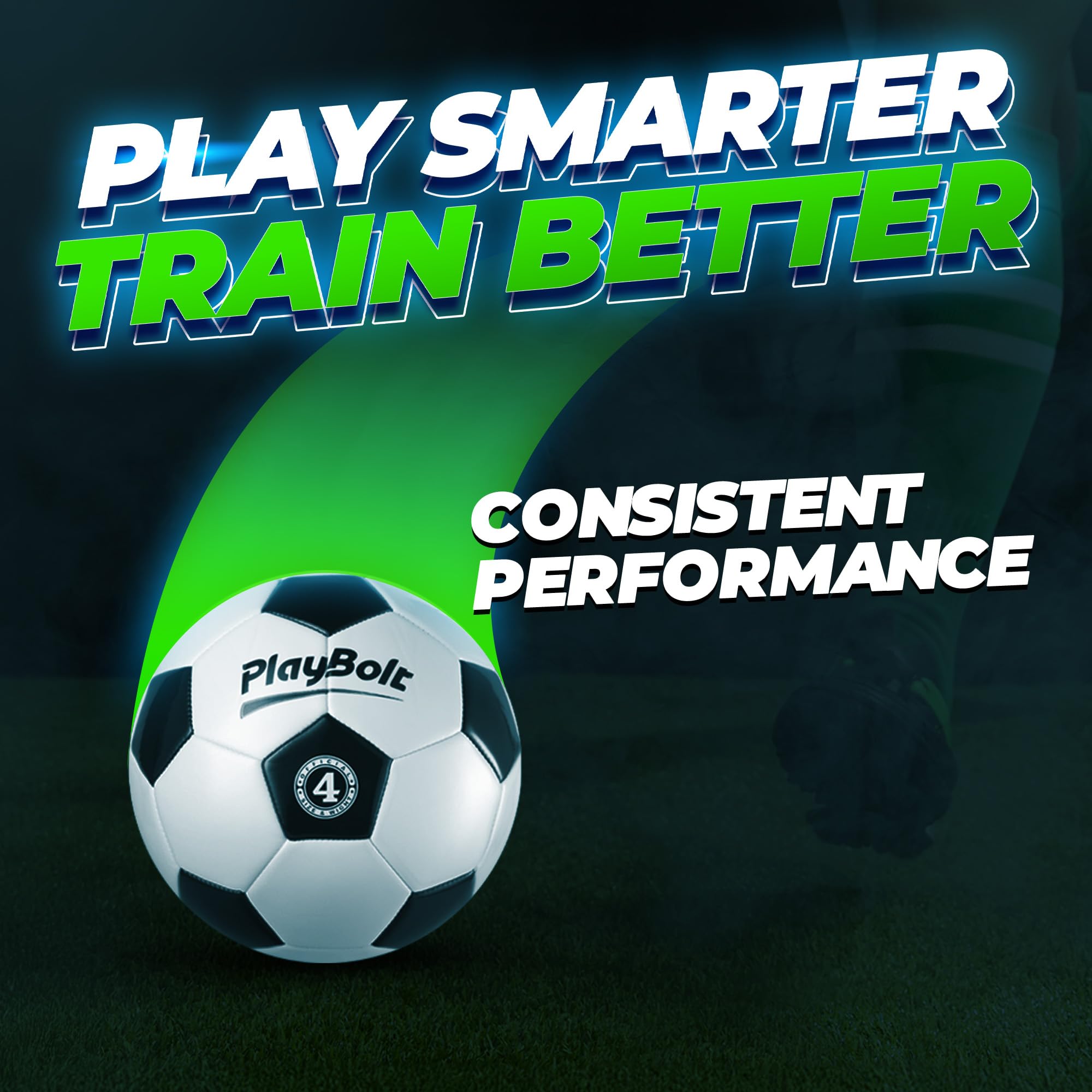 PlayBolt Soccer Ball Size 4 - Official Size Soccer Balls with Pump in Classic Black and White for Kids Youth & Adult Sports, Indoor & Outdoor (Pack of 1)