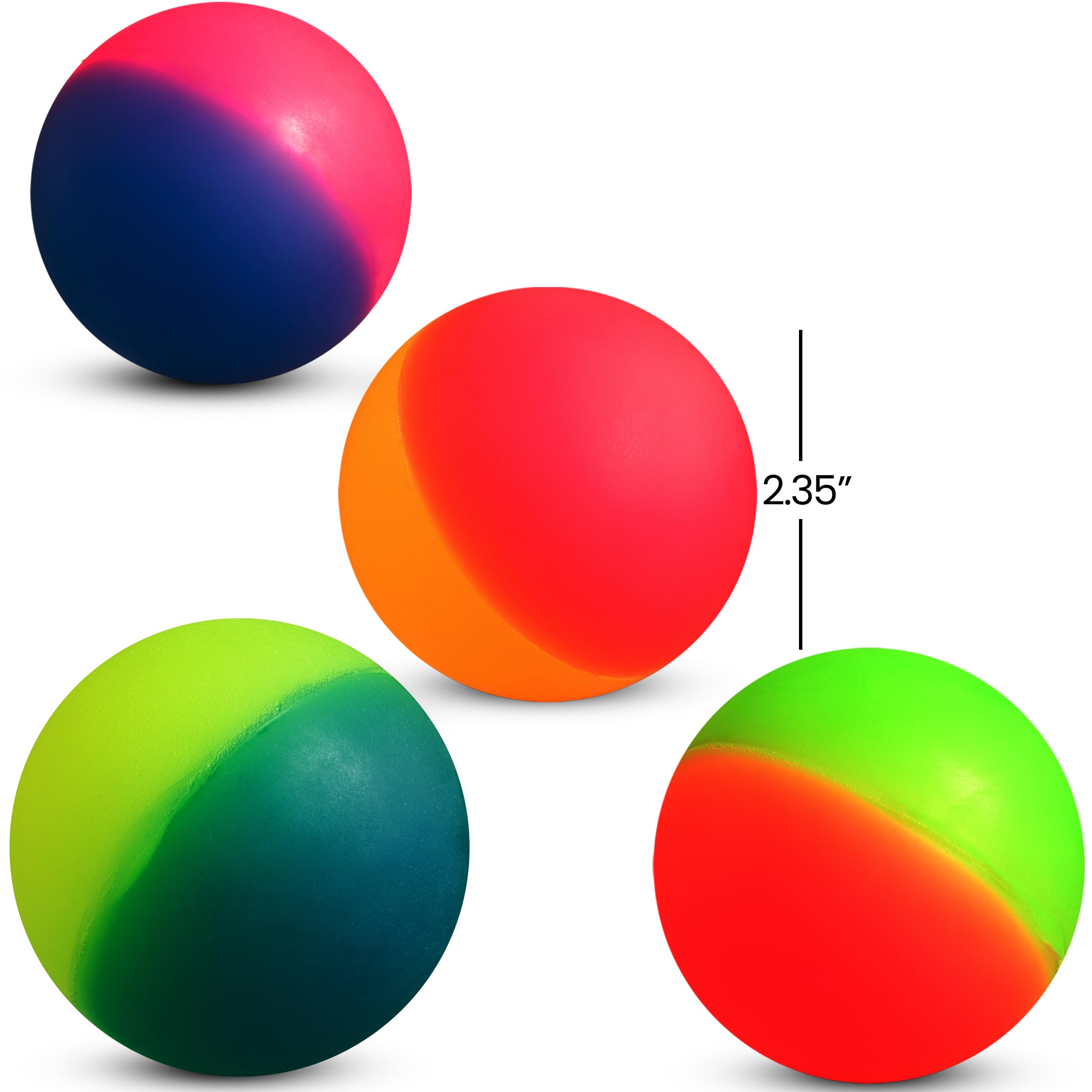 Bedwina Jumbo Super Bouncy Balls - (Pack of 12) 2.35 Inch Balls for Kids in Bright Assorted Multi Colors for Birthday Party Favors and Carnival Prizes in Bulk
