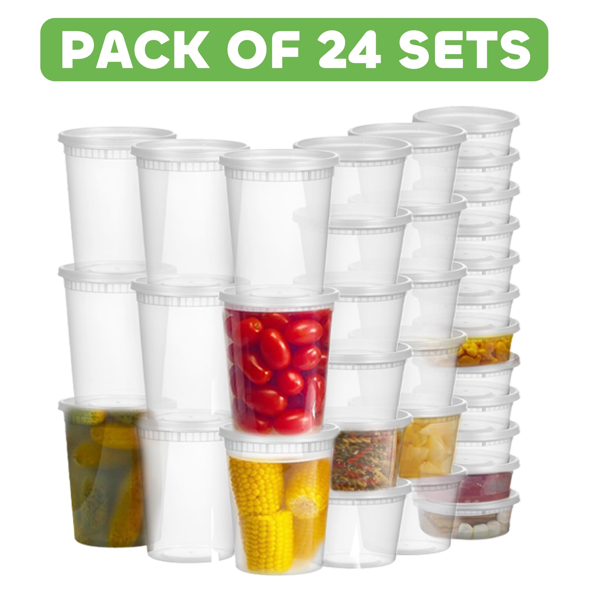 JoyServe Deli Food Containers with Lids - Variety Pack Sets 3 Sizes - 8 Oz-Cup / 16 Oz-Pint / 32 Oz-Quart Sizes Food Storage Takeout Meal Prep Storage, BPA-Free, Dishwasher, Microwave Safe