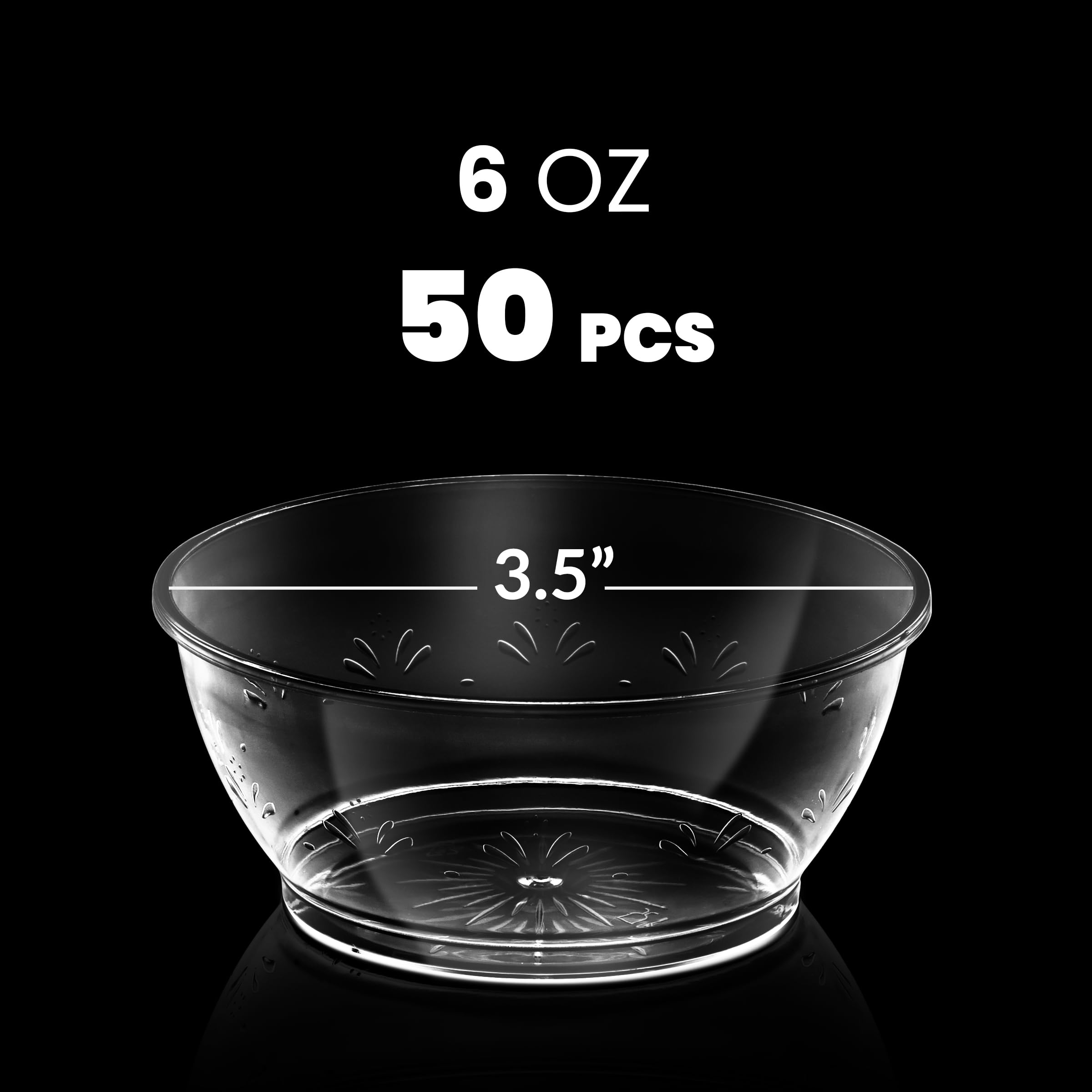 Clear Mini Plastic Bowls - 6 Oz Disposable Premium Hard Plastic Dessert Bowls for Serving, Weddings, Catering, Parties, Ice Cream, Salsa Home or Event Party Supplies