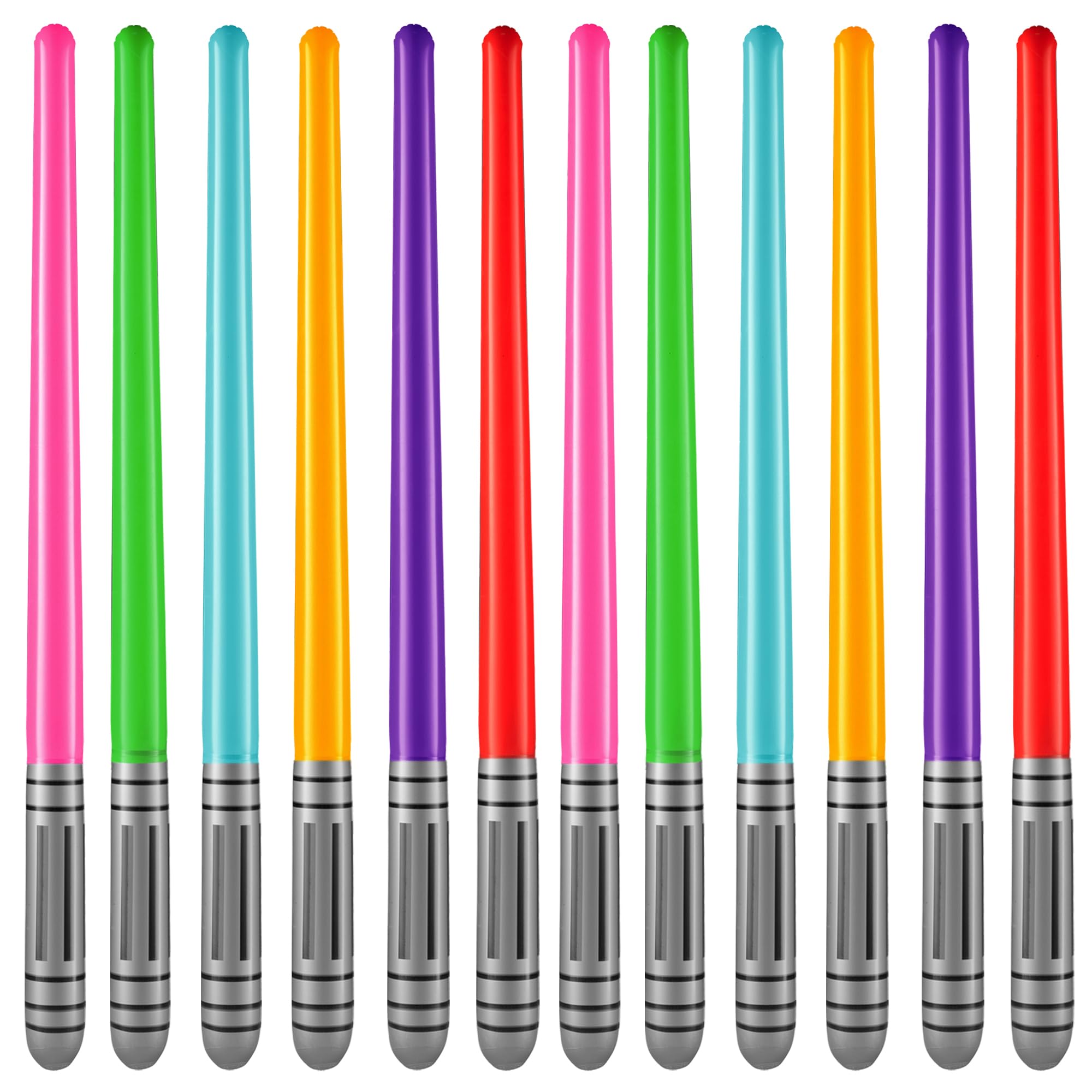 Bedwina Inflatable Light Sabers for Kids - (Pack of 12) 35-inch Neon Color Blow-Up Toy Saber Swords, Party Favors, Goodie Bags, Star Galaxy Theme Birthdays & Prize Toys