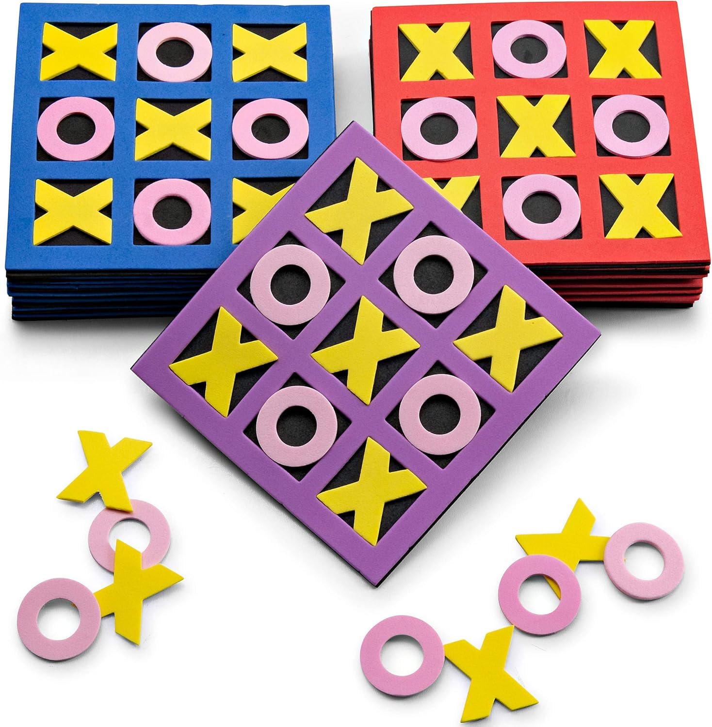 Tic Tac Toe Boards - 5"x5" Foam Tic-Tac-Toe Mini Board Game Toys for Kids, Birthday Party Favors, Goody Bag Stuffers, Classroom Prizes & Occupational Therapy