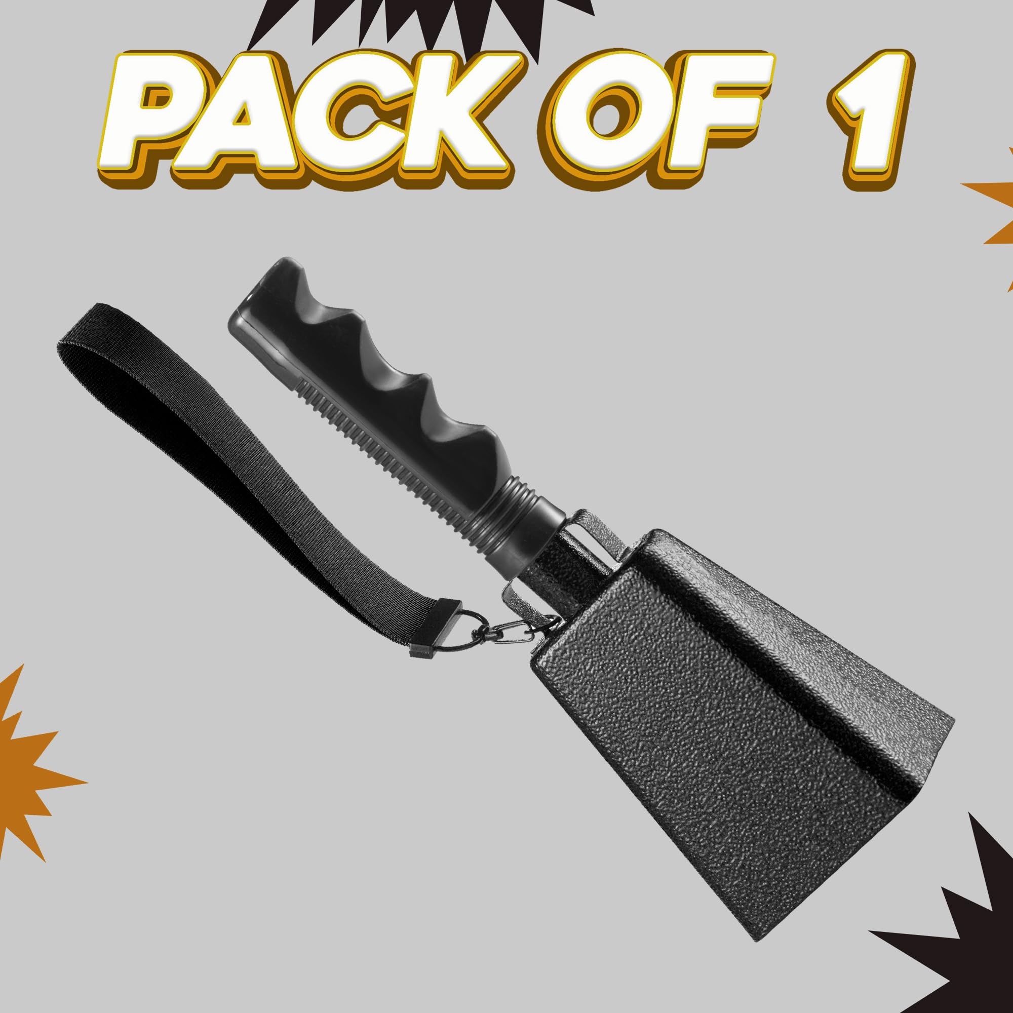 9" Metal Cowbells with Handle - Cow Bells Loud Cheering Noise Makers for Sporting Events, Football Games, School Spirit, Rallies & Celebrations - Black or Copper Percussion Music Instrument