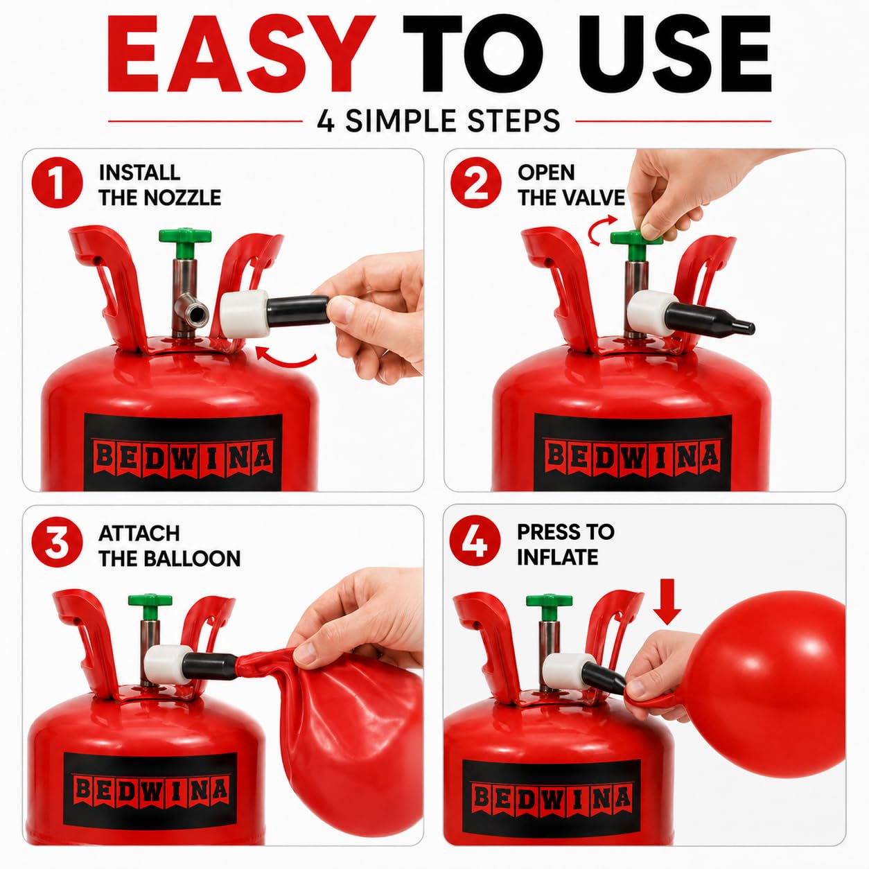 Bedwina Helium Tank for Balloons at Home, Inflate up to 50 Balloons - image 5