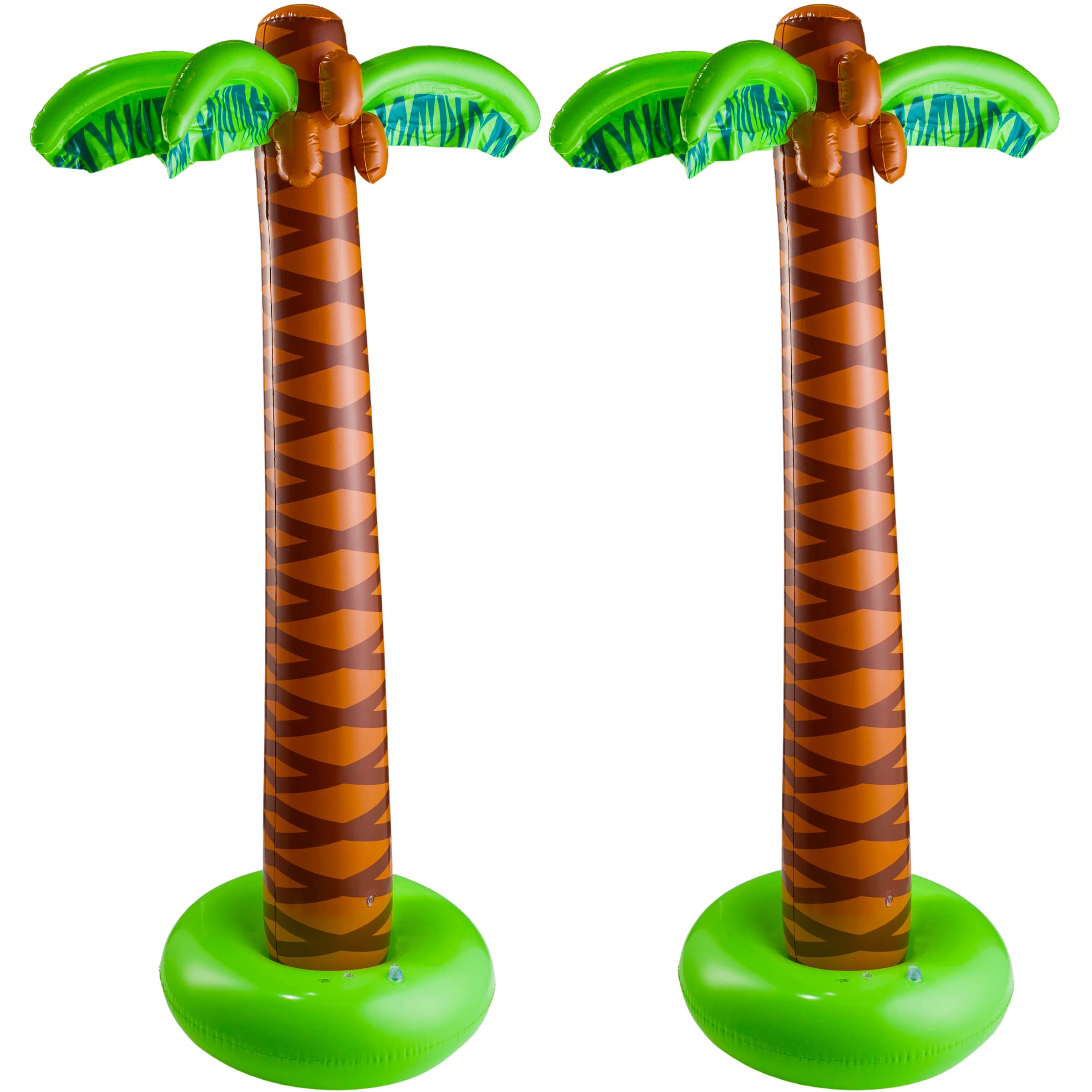 Bedwina Inflatable Palm Tree with Hand Pump - Pack of 2 Large 5.5 Ft Blow Up Palm Tree for Luau Party Decorations, Hawaiian Tropical Birthday Party