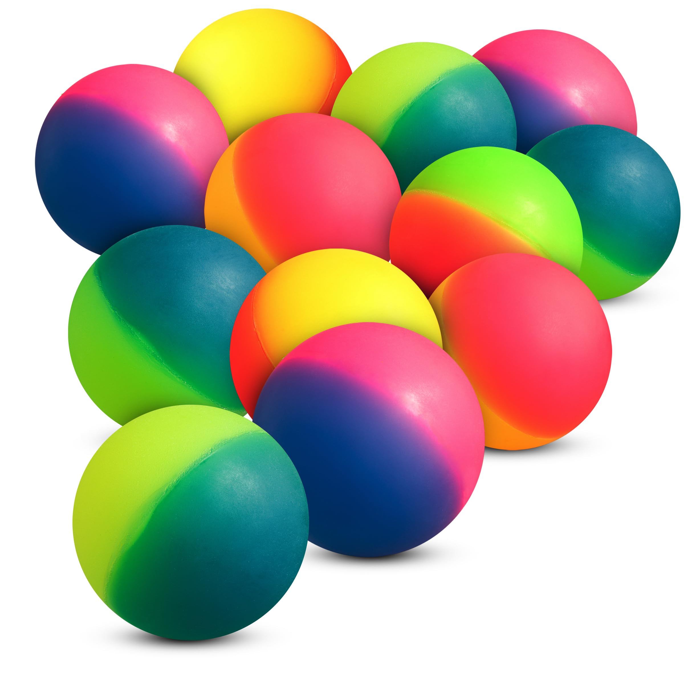 Bedwina Jumbo Super Bouncy Balls - (Pack of 12) 2.35 Inch Balls for Kids in Bright Assorted Multi Colors for Birthday Party Favors and Carnival Prizes in Bulk