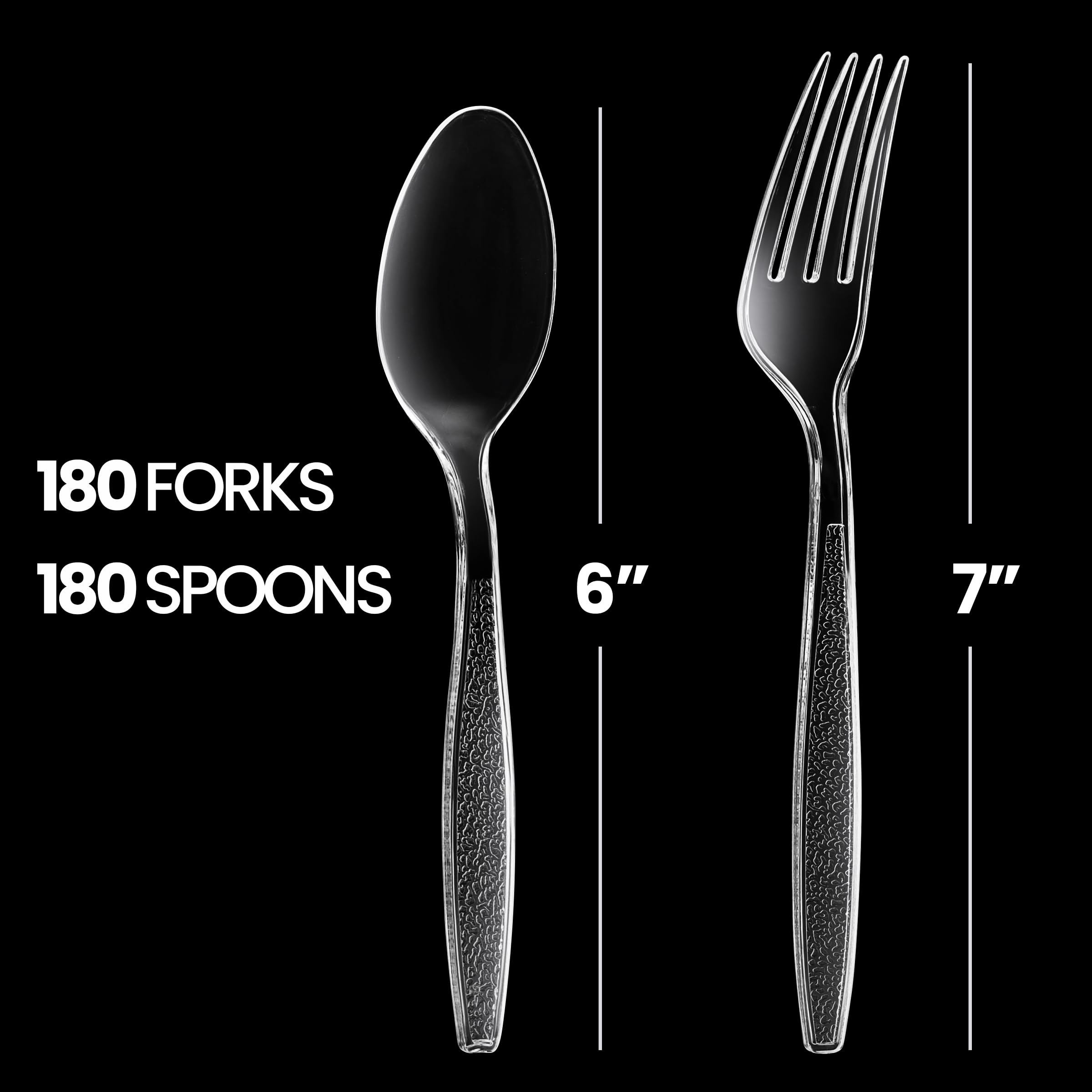 Clear Plastic Cutlery Set - Disposable Plastic Utensils Heavy Duty, Silverware Sets for Party Supplies, Dinners, Take-Out, Catering, Food Services