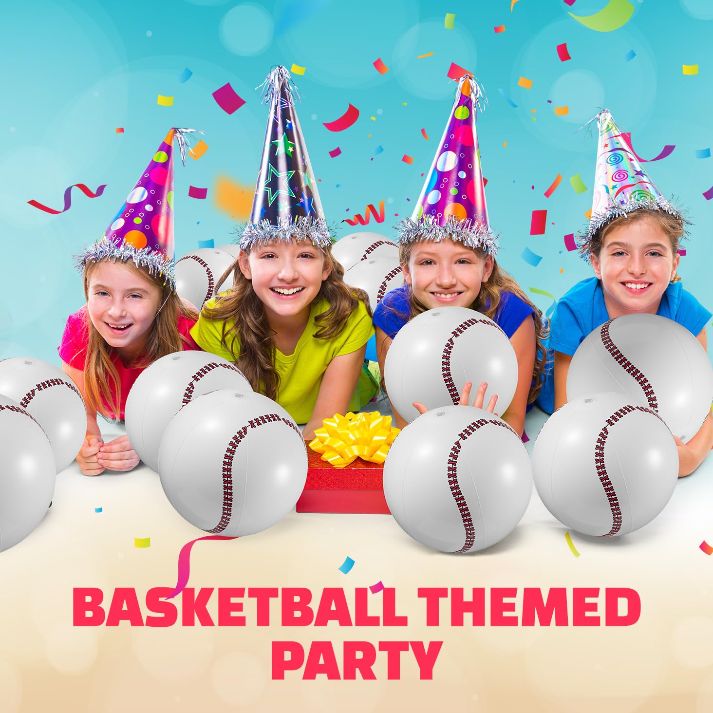 Bedwina Inflatable Baseball (Pack of 12) 16-inch, Baseball Beach Balls for Themed Party Decorations & Birthday Decor - Pool Ball Toys Party Favors & Goodie Bags Favors for Kids, Boys and Girls