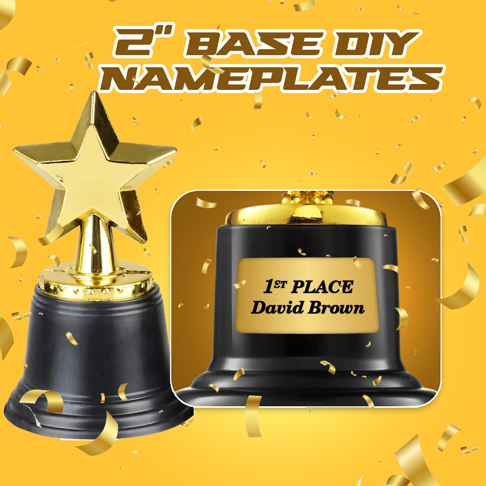 Bedwina Star Trophy Award - Bulk - 4.5 Inch Gold Award Trophies For Kids Awards, Choice Prizes for Adults, Winner Competitions, Sports Events, Party Decorations, Teachers & Party Favors
