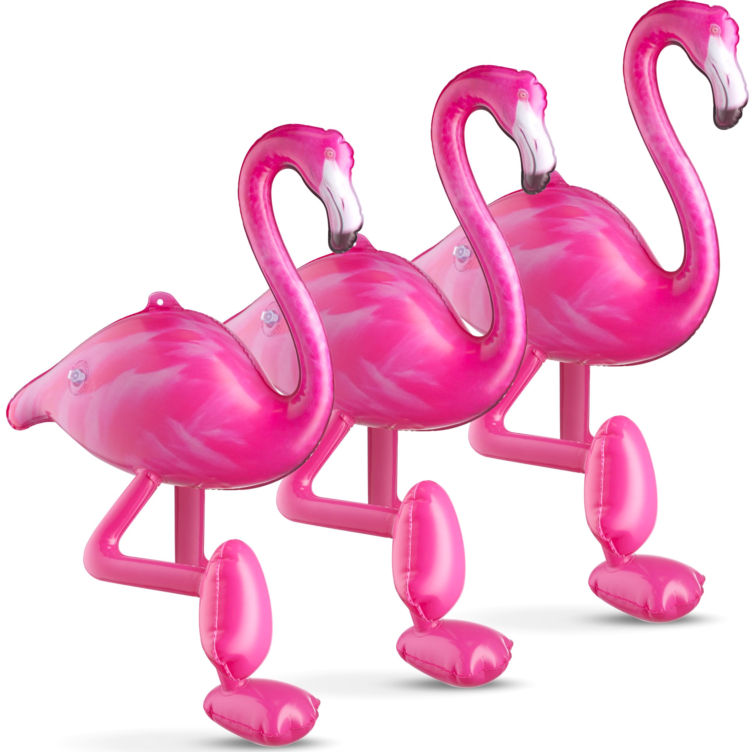 Inflatable Pink Flamingo Party Decorations - (3 Pack) 28" Large Blow-Up Flamingos, Realistic Animal Design, Summer Hawaiian Luau, BBQ, Birthday Party Decor, Pool Float Toys Indoor & Outdoor