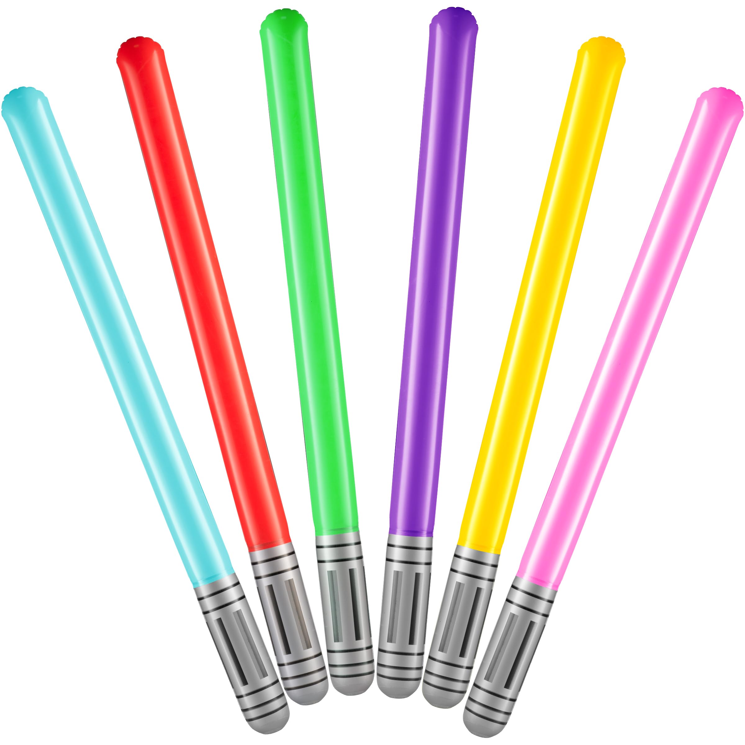 Inflatable Light Sabers for Kids Parties- (Pack of 6) 35-inch Neon Colors Blow Up Saber Swords, Party Favors, Decorations, Goodie Bags, Star Galaxy Theme, Photo-Booth Prop, Birthdays, Carnival Toys