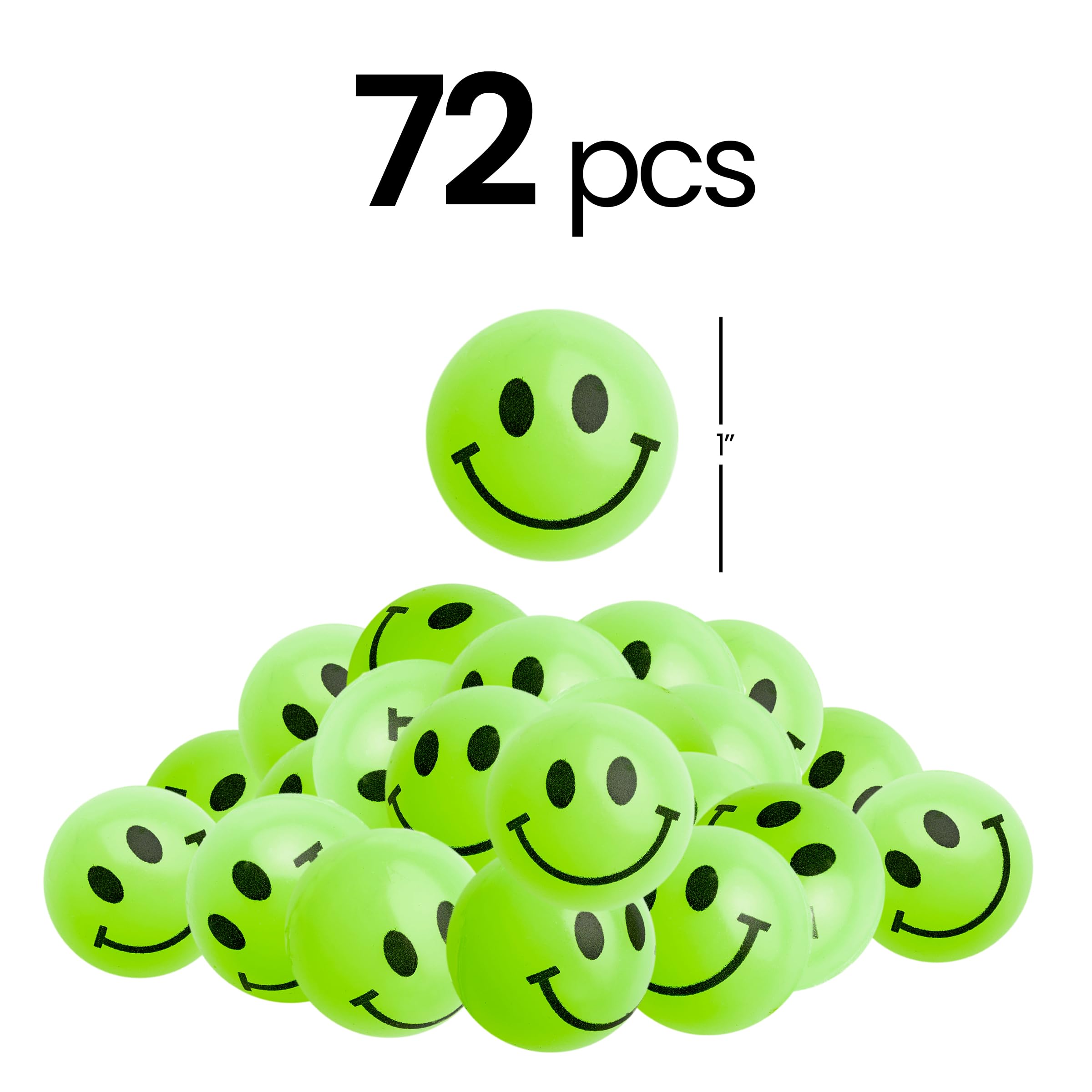 Bulk Bouncy Balls Glow in The Dark - (1inch / 27mm) Diameter, High Bouncing, Small Rubber Smile Face Bouncing Balls for Kids, Vending Machines, Game Prize Toys, Party Favor, Gift Bag Filler