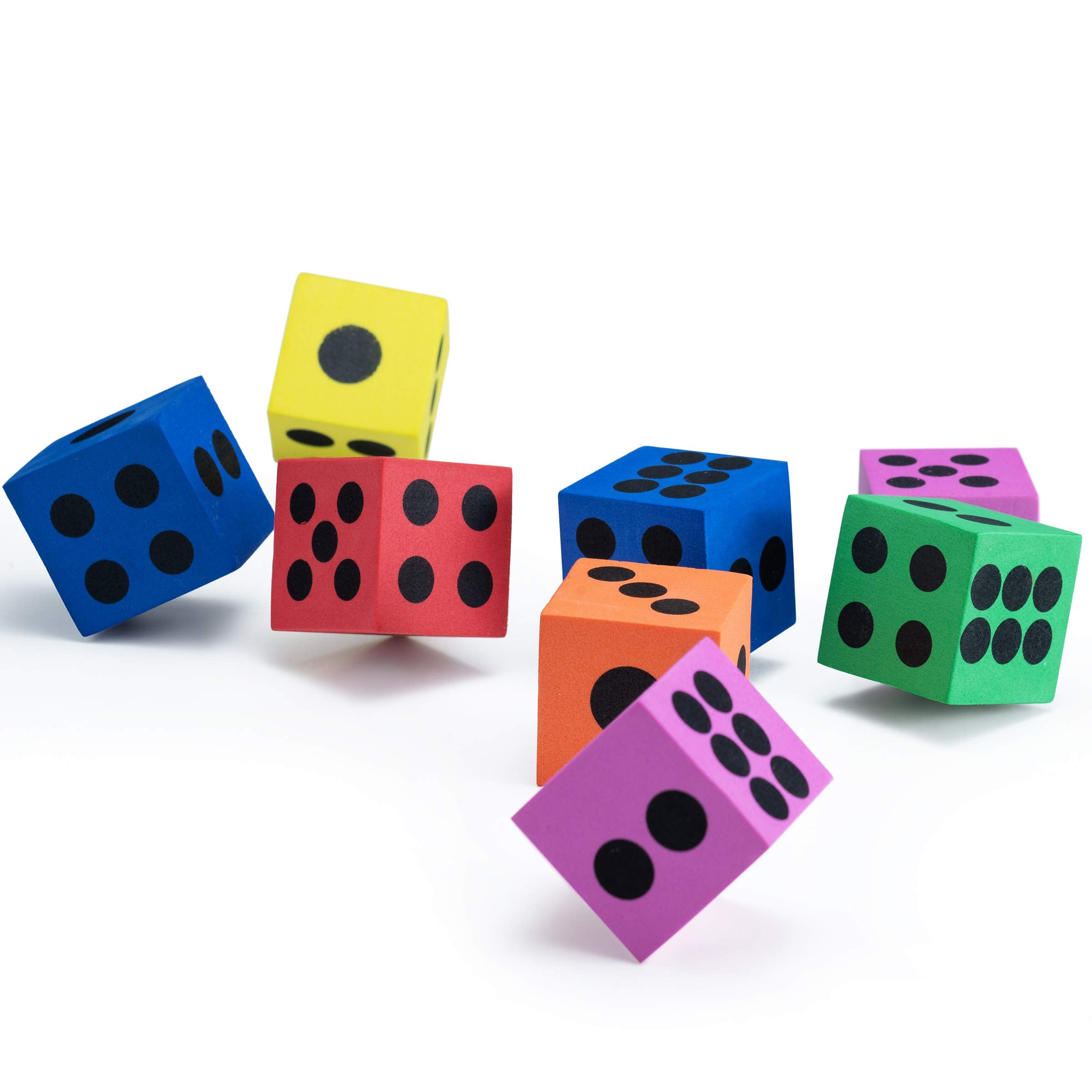 Foam Dice Set - Bulk Pack of 36, 1.5 Inch Large Assorted Colorful Foam Dice Cubes with Number Dots, Use for Kids, Classrooms, Math Games, Building Toys, Party Supplies by Bedwina