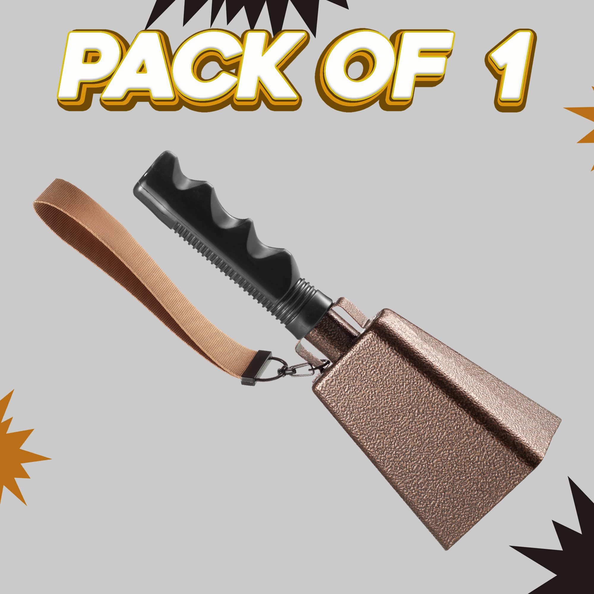 9" Metal Cowbells with Handle - Cow Bells Loud Cheering Noise Makers for Sporting Events, Football Games, School Spirit, Rallies & Celebrations - Black or Copper Percussion Music Instrument