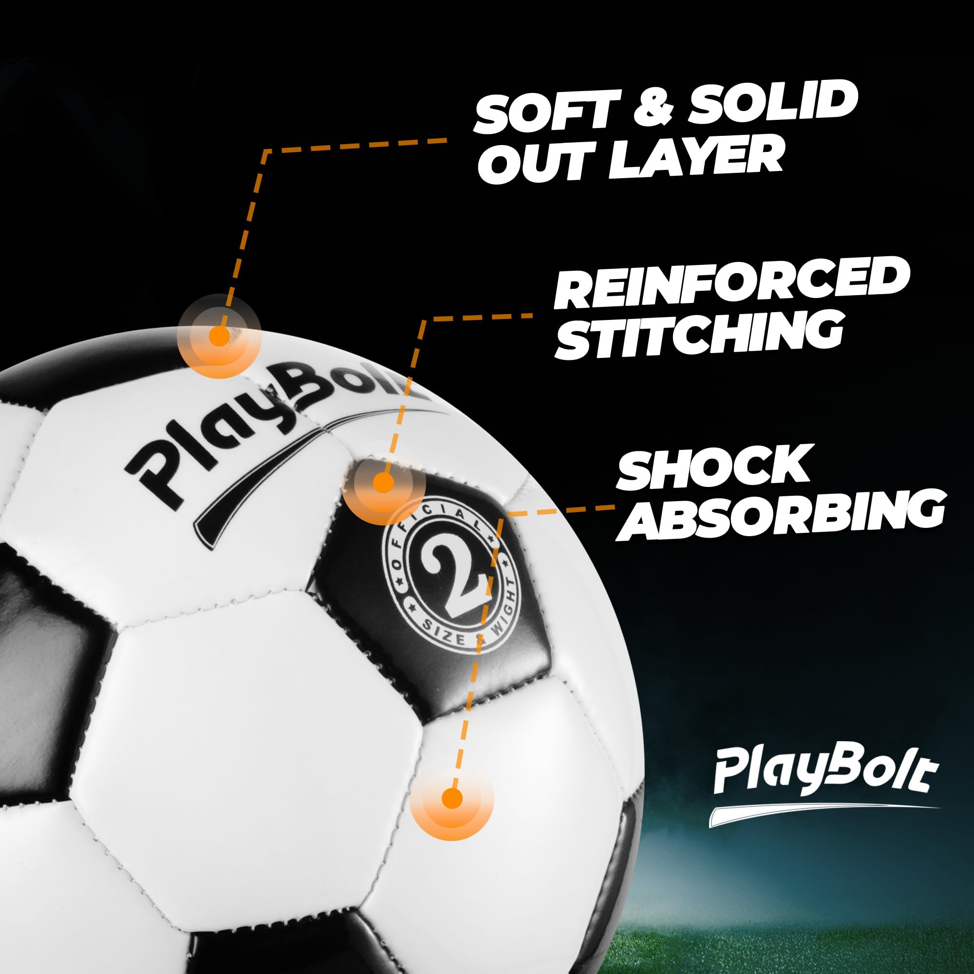 PlayBolt Soccer Ball Size 2 - Official Size Soccer Balls with Pump in Classic Black and White for Kids Youth & Adult Sports, Indoor & Outdoor (Pack of 1)
