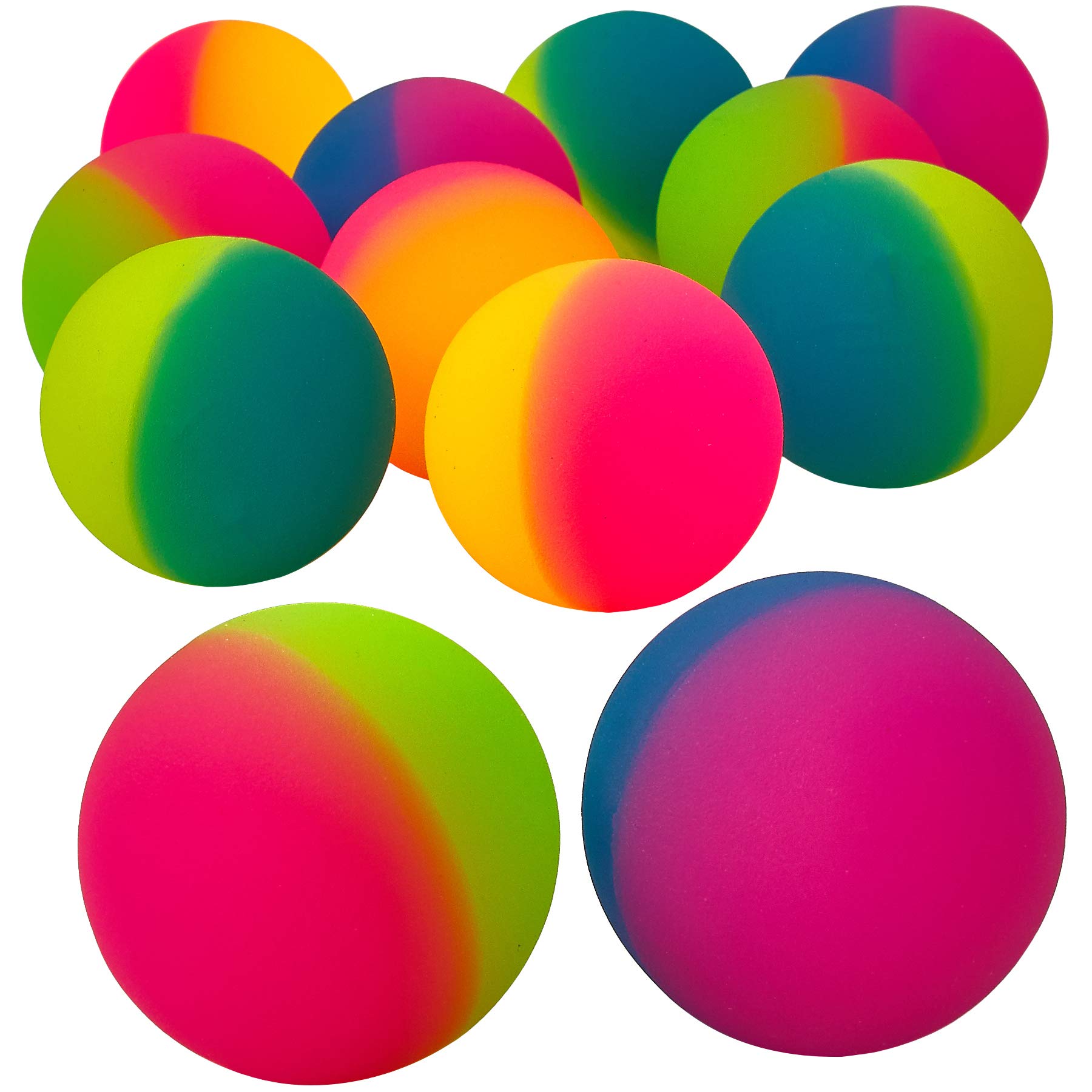 Bedwina Jumbo Super Bouncy Balls - (Pack of 12) 2.35 Inch Balls for Kids in Bright Assorted Multi Colors for Birthday Party Favors and Carnival Prizes in Bulk