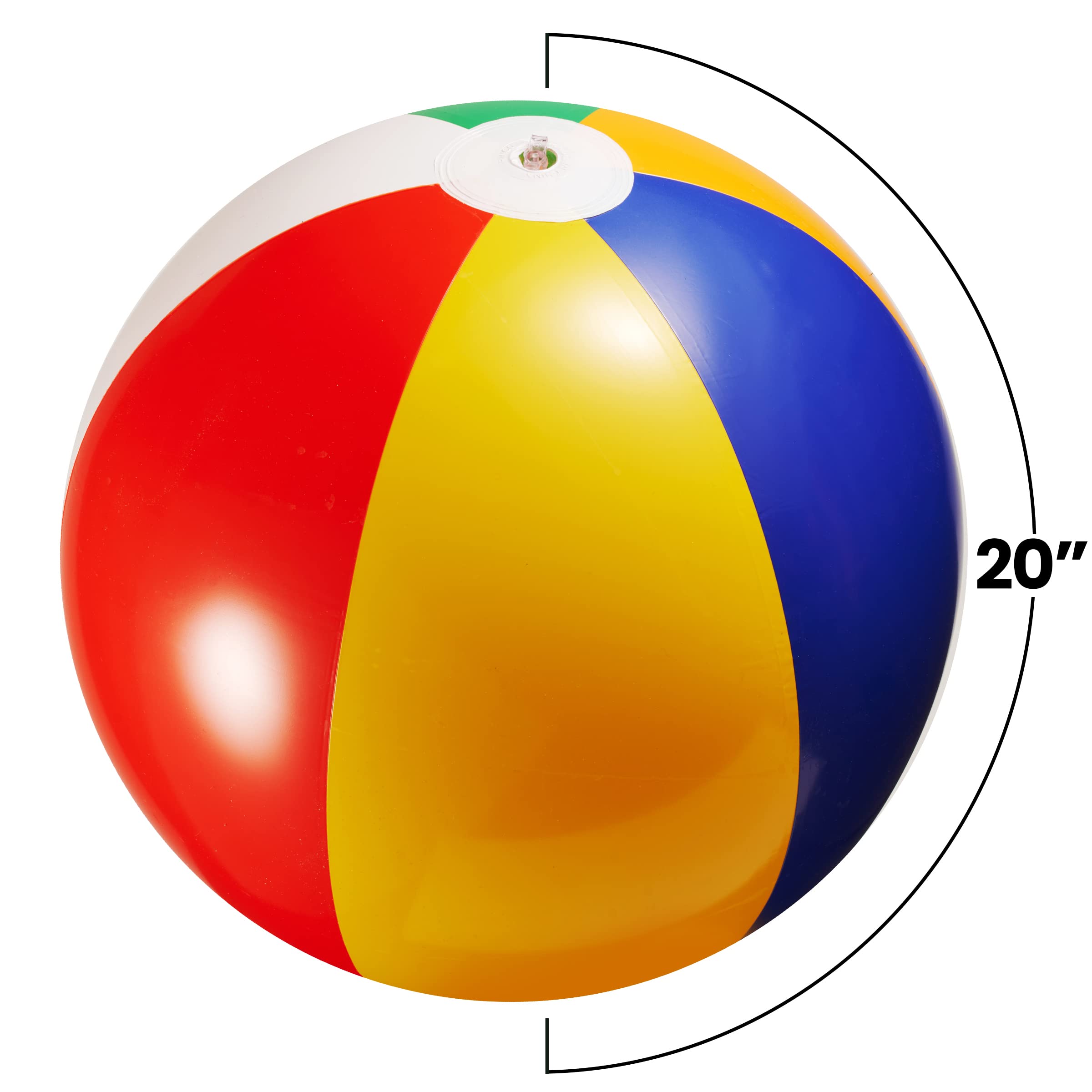 Beach Balls - (Bulk 6-Pack) Large Inflatable Beach Ball Toys for Kids, Colorful Rainbow Party Supplies for Outdoor Fun, Backyards, Swimming Pools, Hawaiian Luau Birthday Decorations and Favors